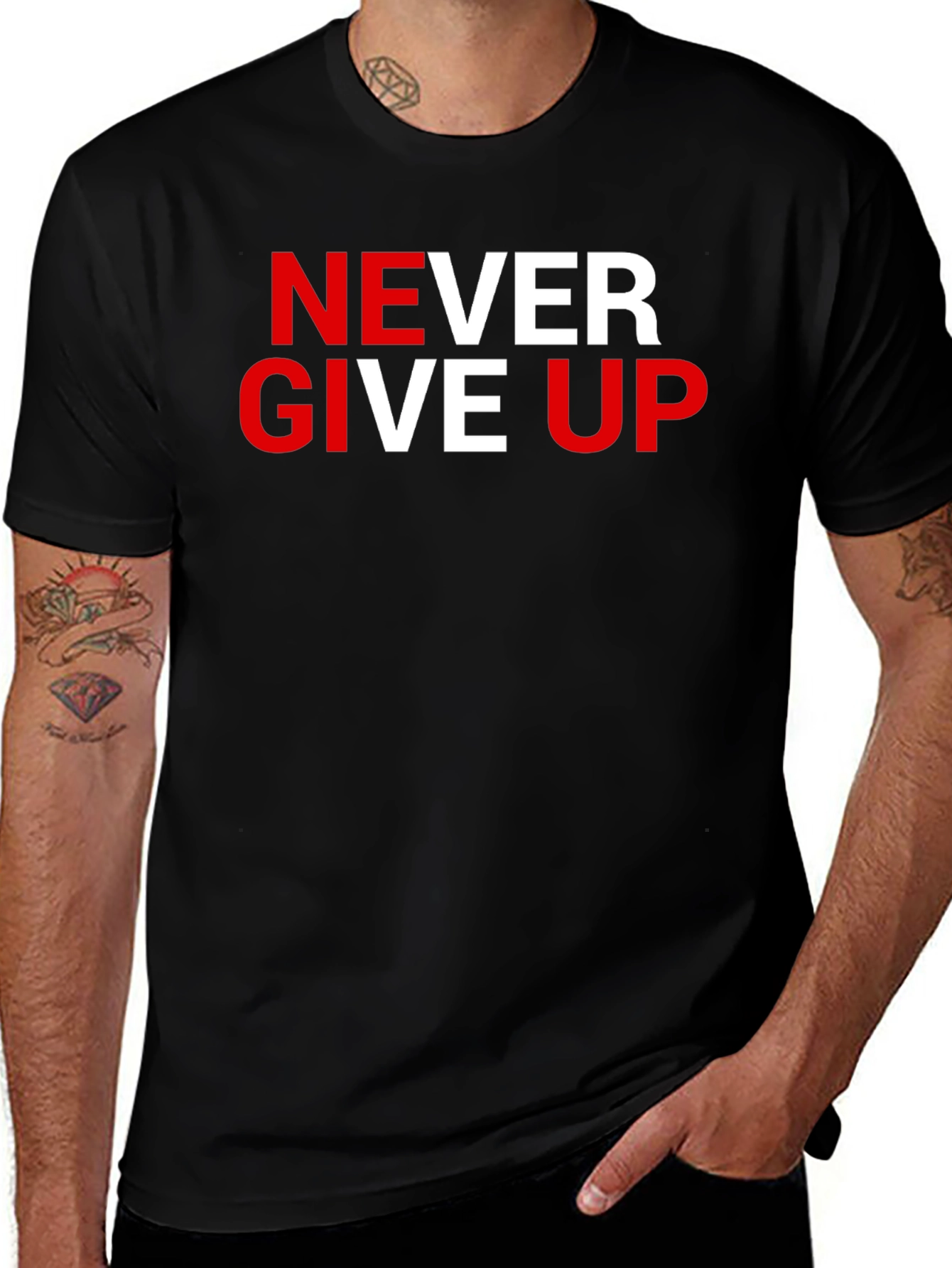 Never Give Up Graphic Tee - Motivational T-Shirt