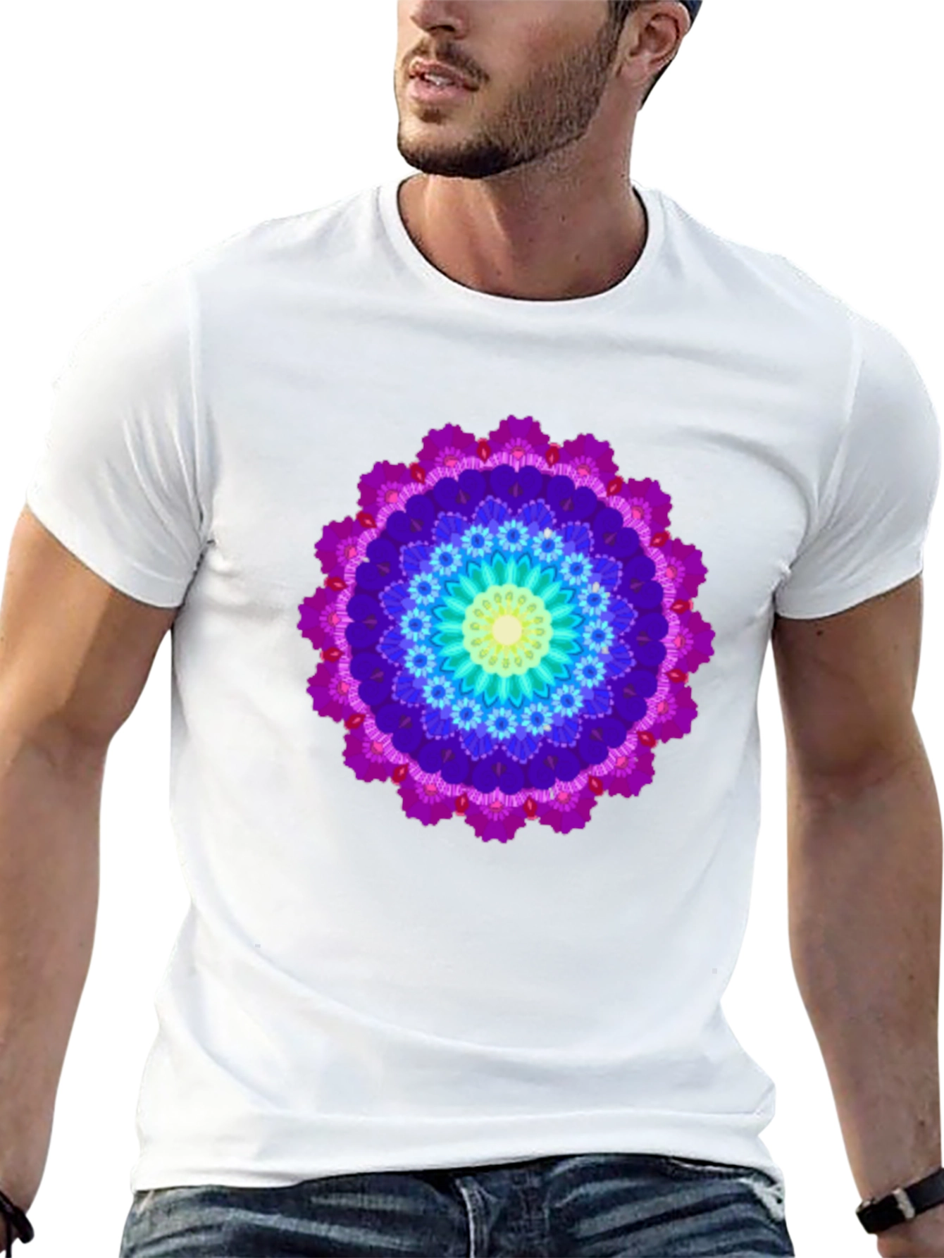 Vibrant Mandala T-Shirt - Unisex Black Tee
