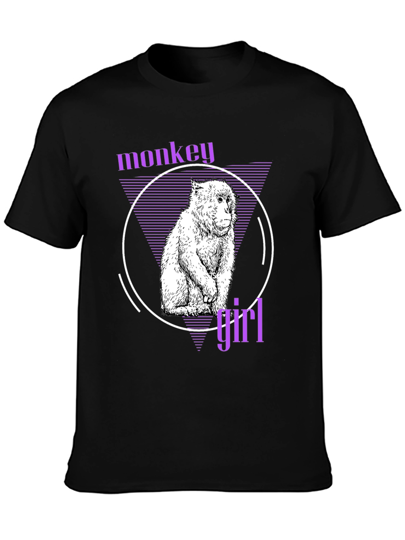 Monkey Girl Graphic Tee - Trendy Black T-Shirt