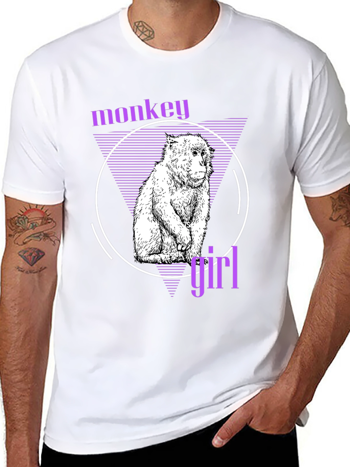 Monkey Girl Graphic Tee - Trendy Black T-Shirt