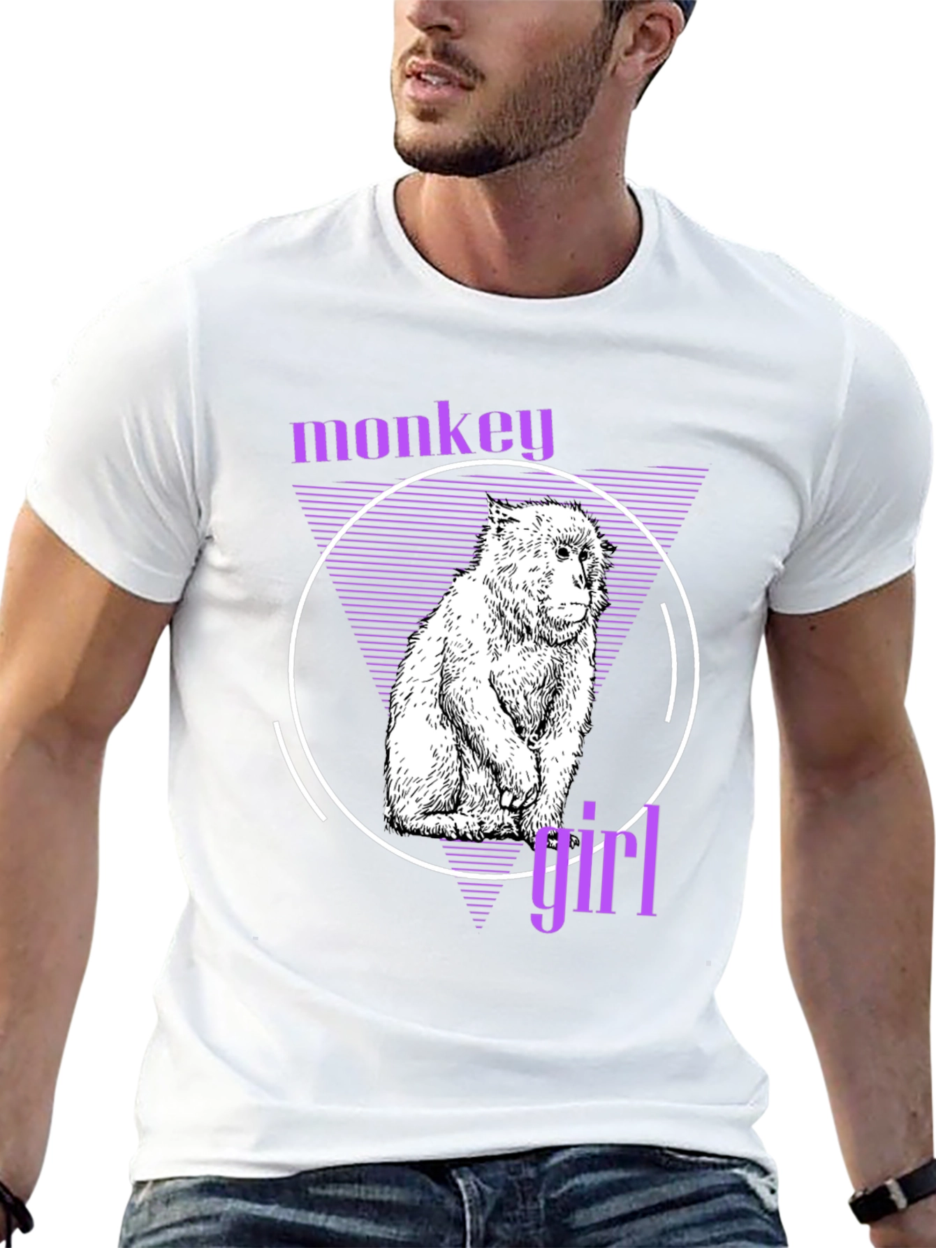 Monkey Girl Graphic Tee - Trendy Black T-Shirt