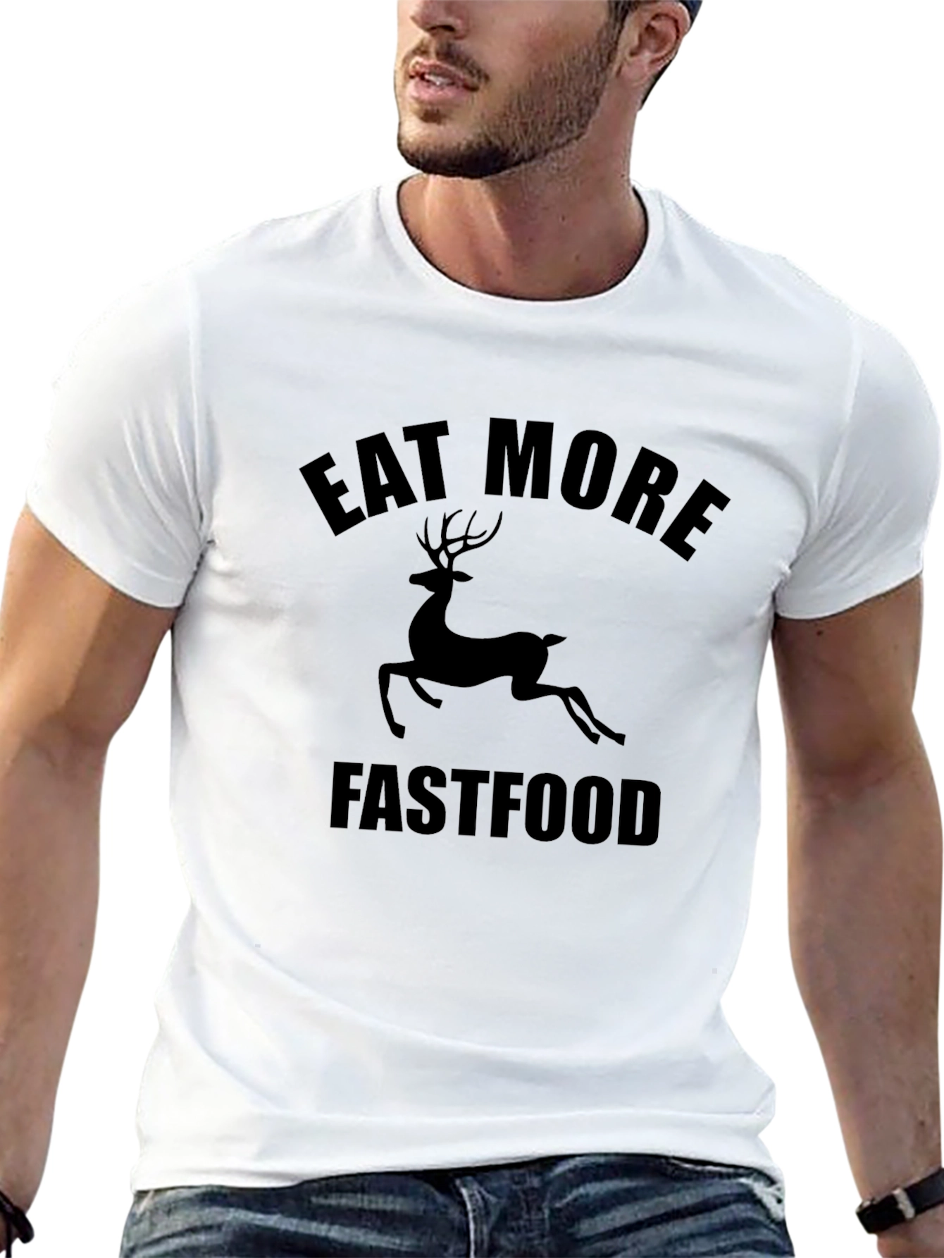 Eat More Fastfood Deer Graphic Tee - Black