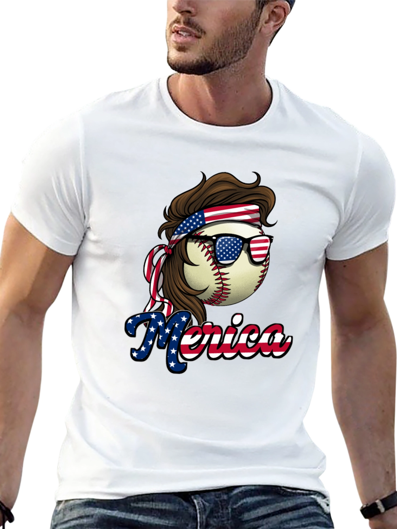 Patriotic Baseball Graphic Tee - USA Pride