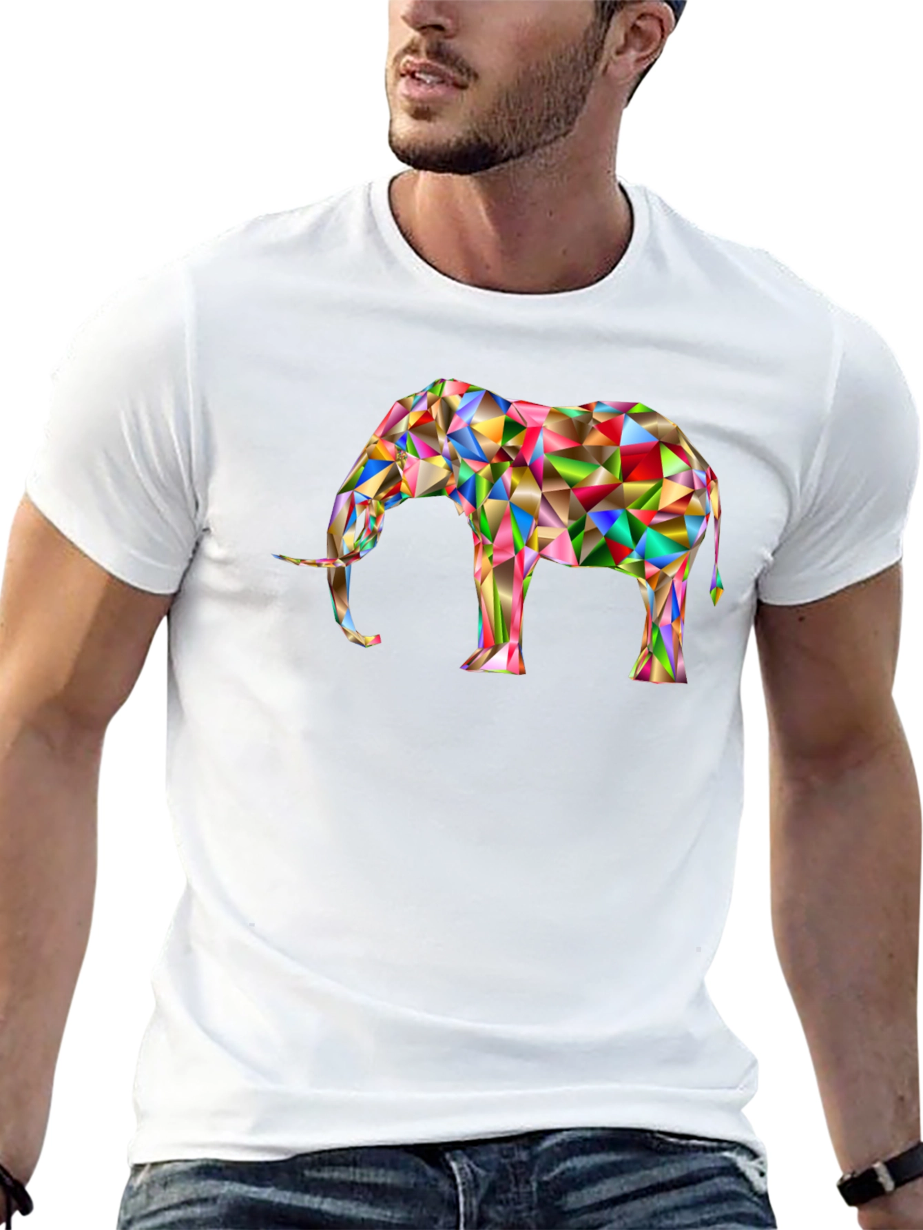 Geometric Elephant Graphic Tee - Modern Art Shirt