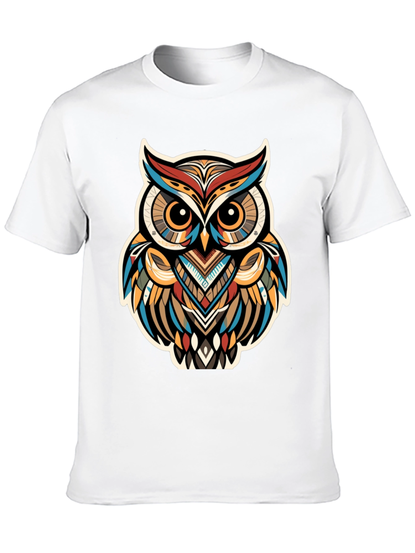Tribal Owl Graphic Print Black T-Shirt