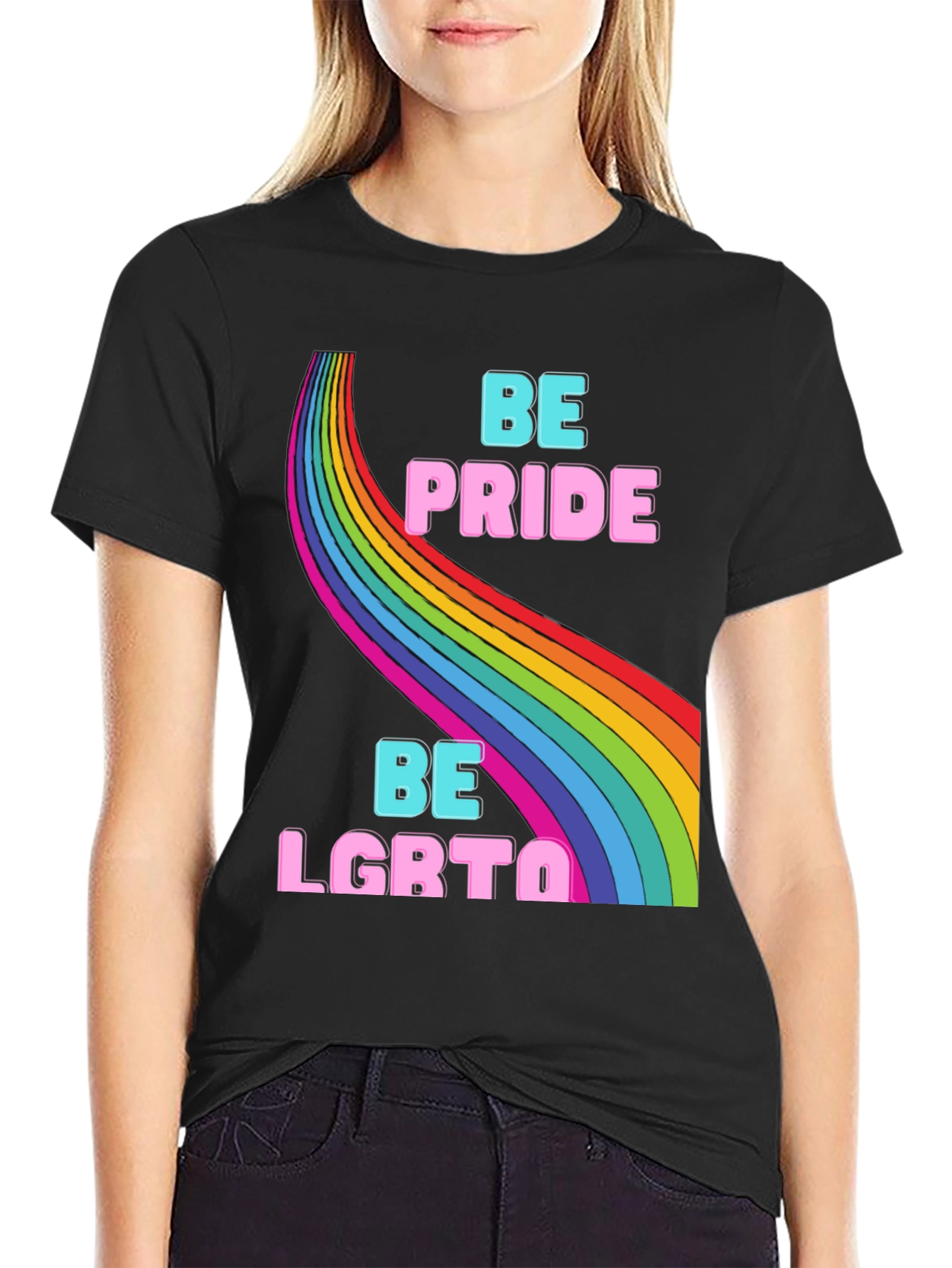 Be Pride LGBTQ Rainbow Graphic T-Shirt