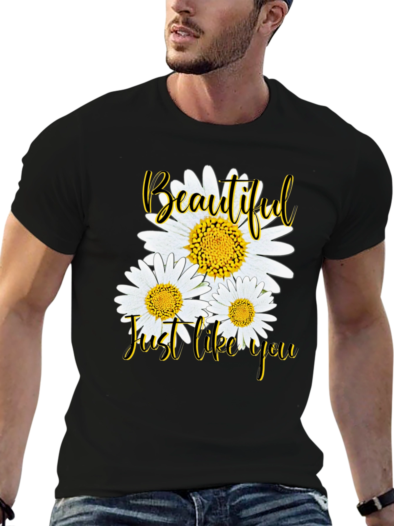 Beautiful Daisy Graphic Tee - Black Unisex T-Shirt