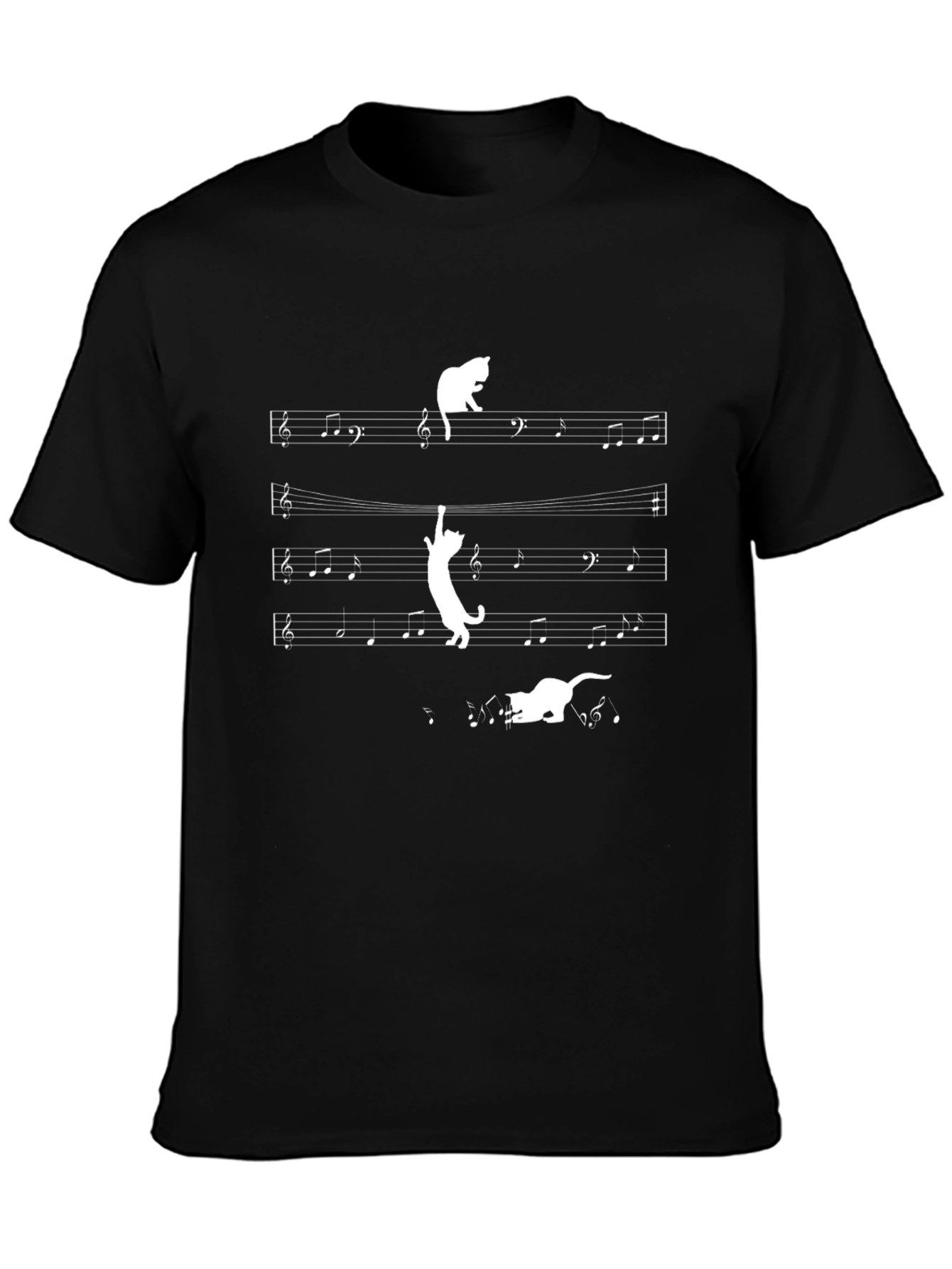 Musical Cat T-Shirt - Black Cotton Tee