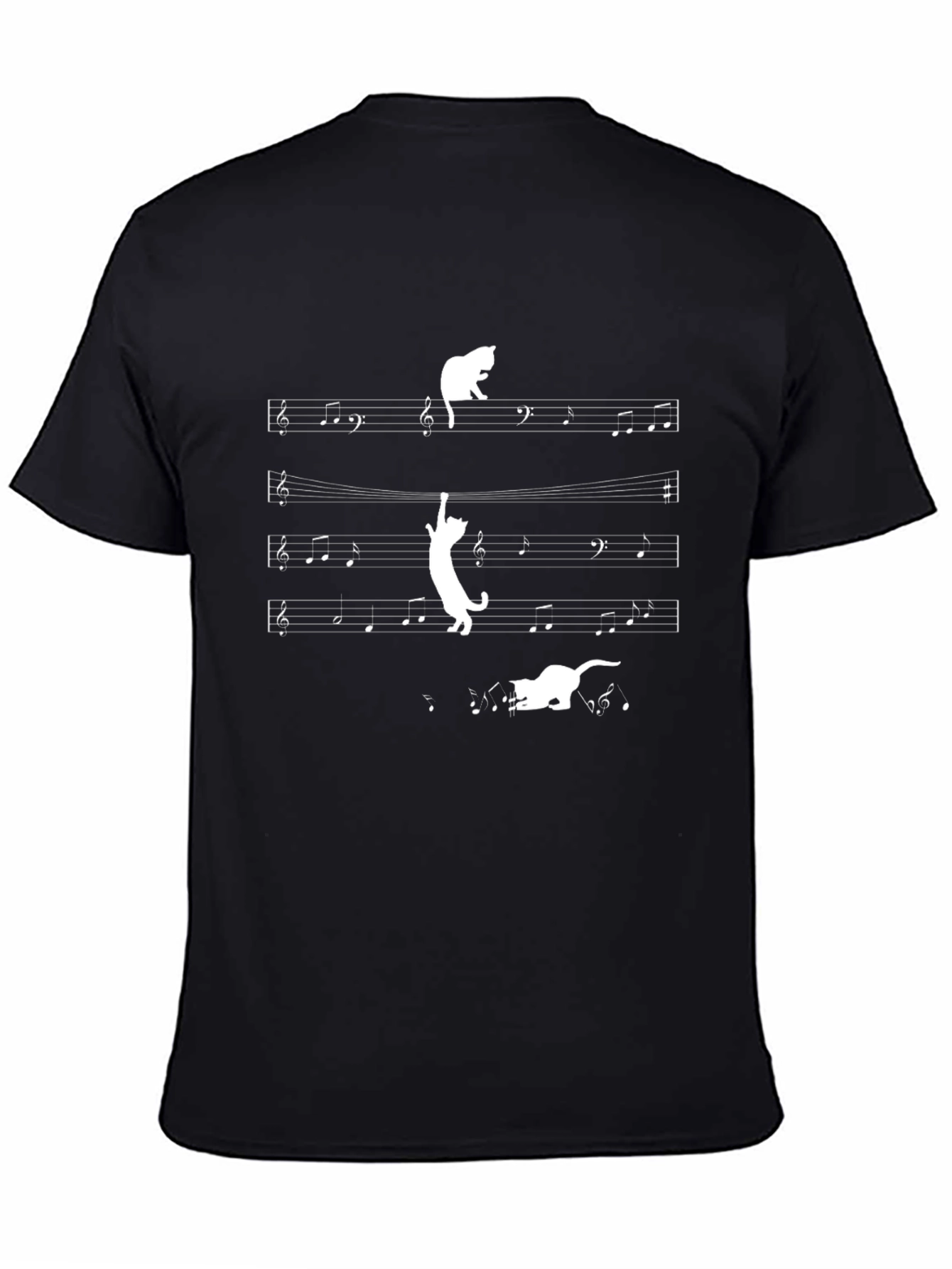Musical Cat T-Shirt - Black Cotton Tee