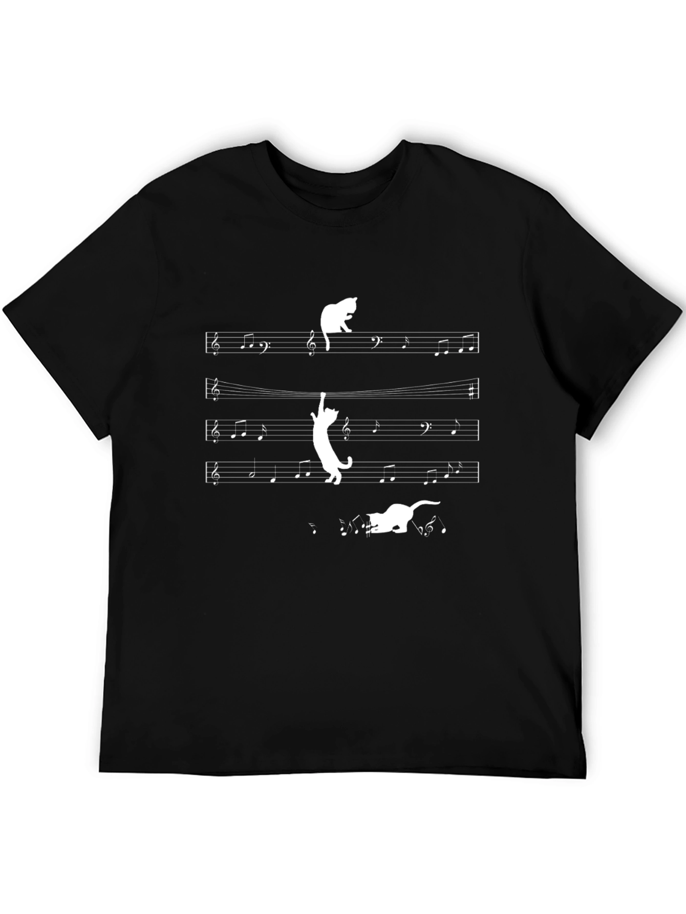 Musical Cat T-Shirt - Black Cotton Tee