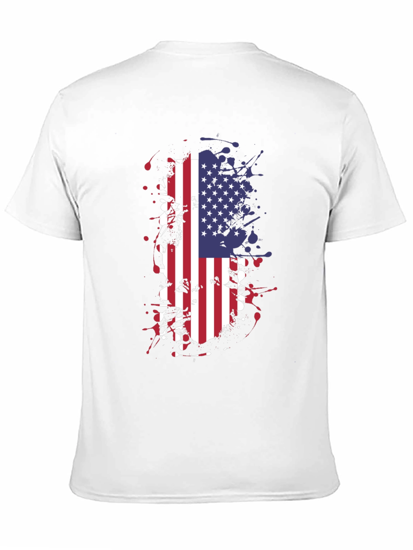 USA Flag Splatter Graphic Tee - Black