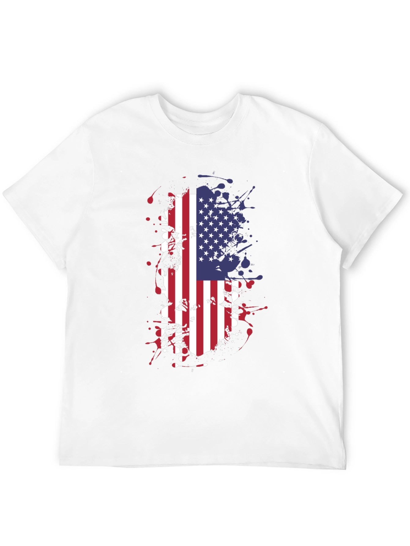 USA Flag Splatter Graphic Tee - Black
