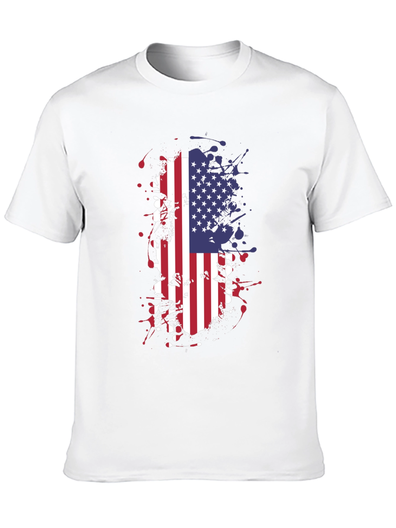 USA Flag Splatter Graphic Tee - Black