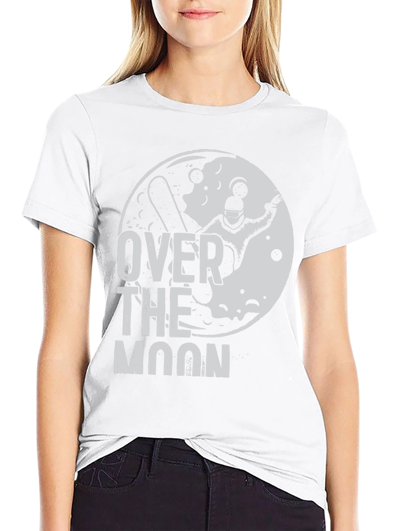 Over the Moon Snowboarder Black Graphic Tee