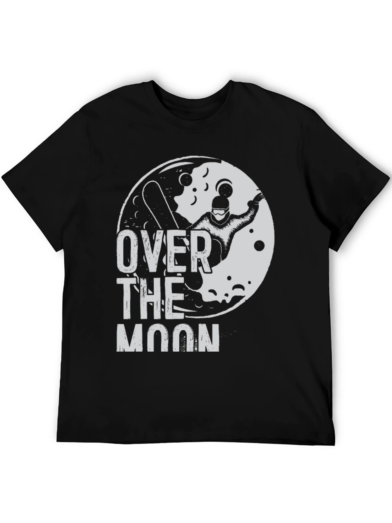 Over the Moon Snowboarder Black Graphic Tee