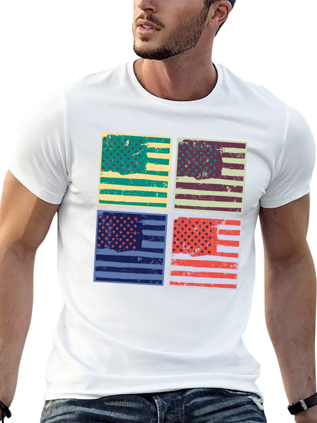 Retro American Flag Graphic T-Shirt - Patriotic Style