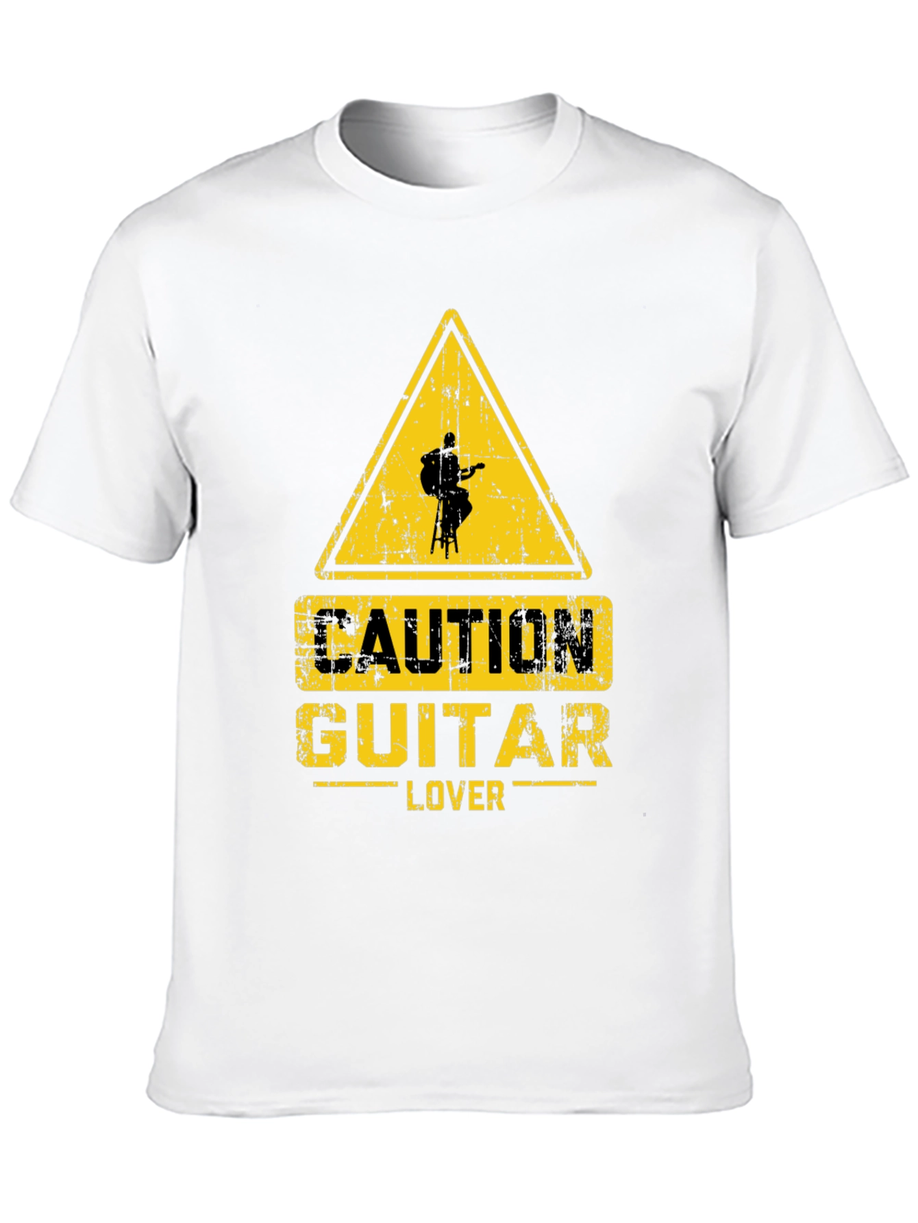 Caution Guitar Lover Graphic T-Shirt - Black