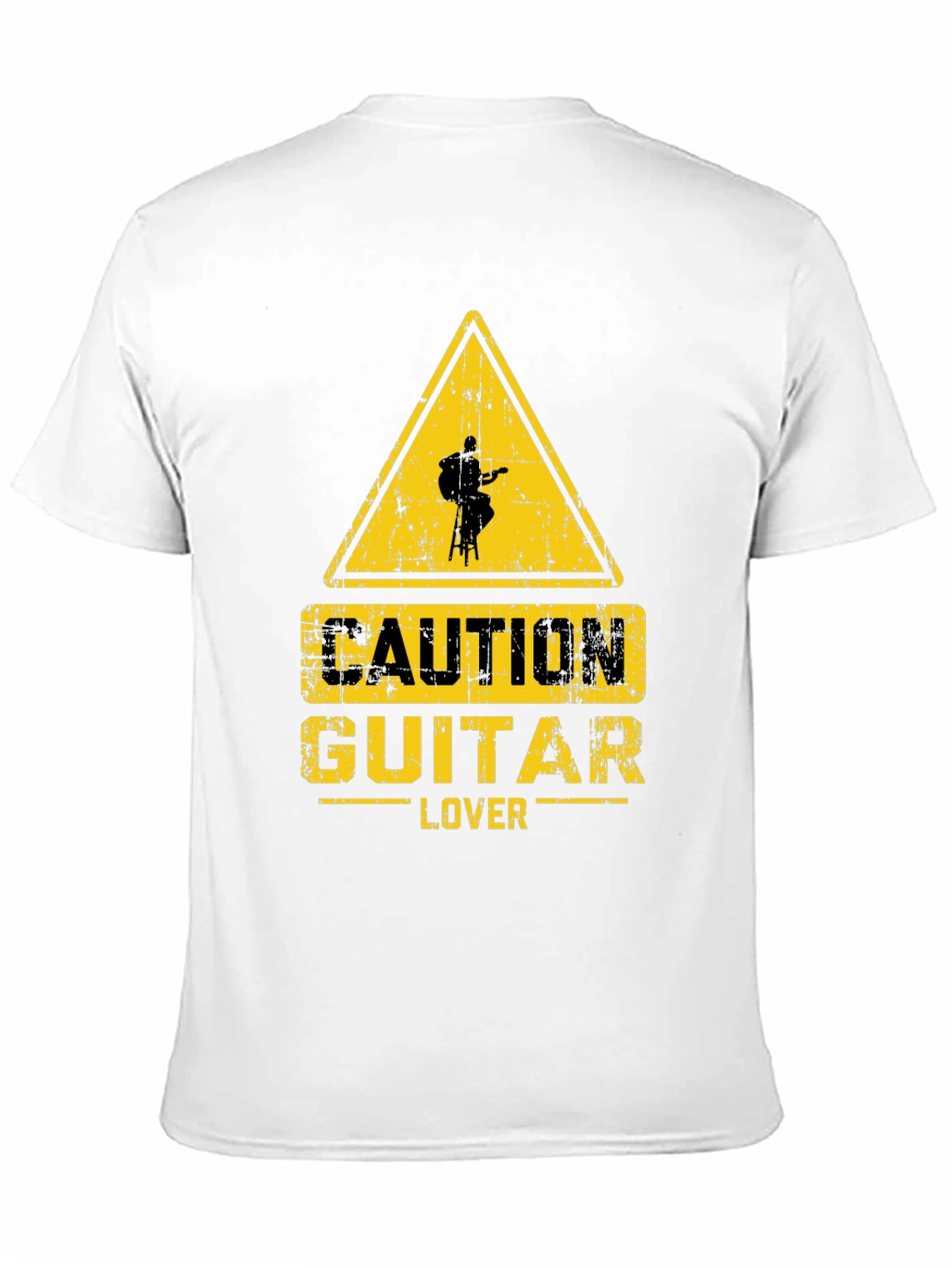 Caution Guitar Lover Graphic T-Shirt - Black