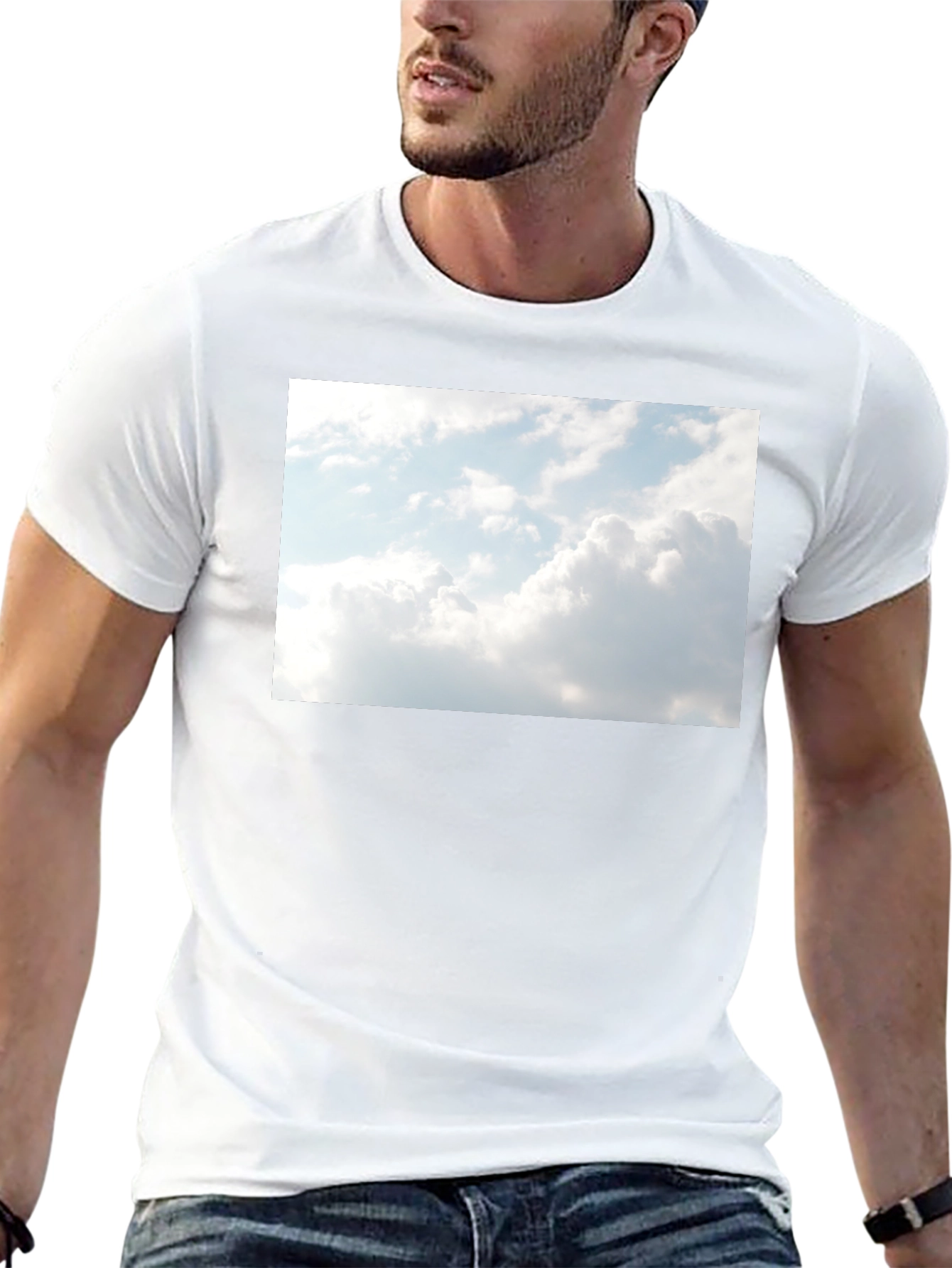 Sky Graphic Black Tee - Cotton Blend Comfort