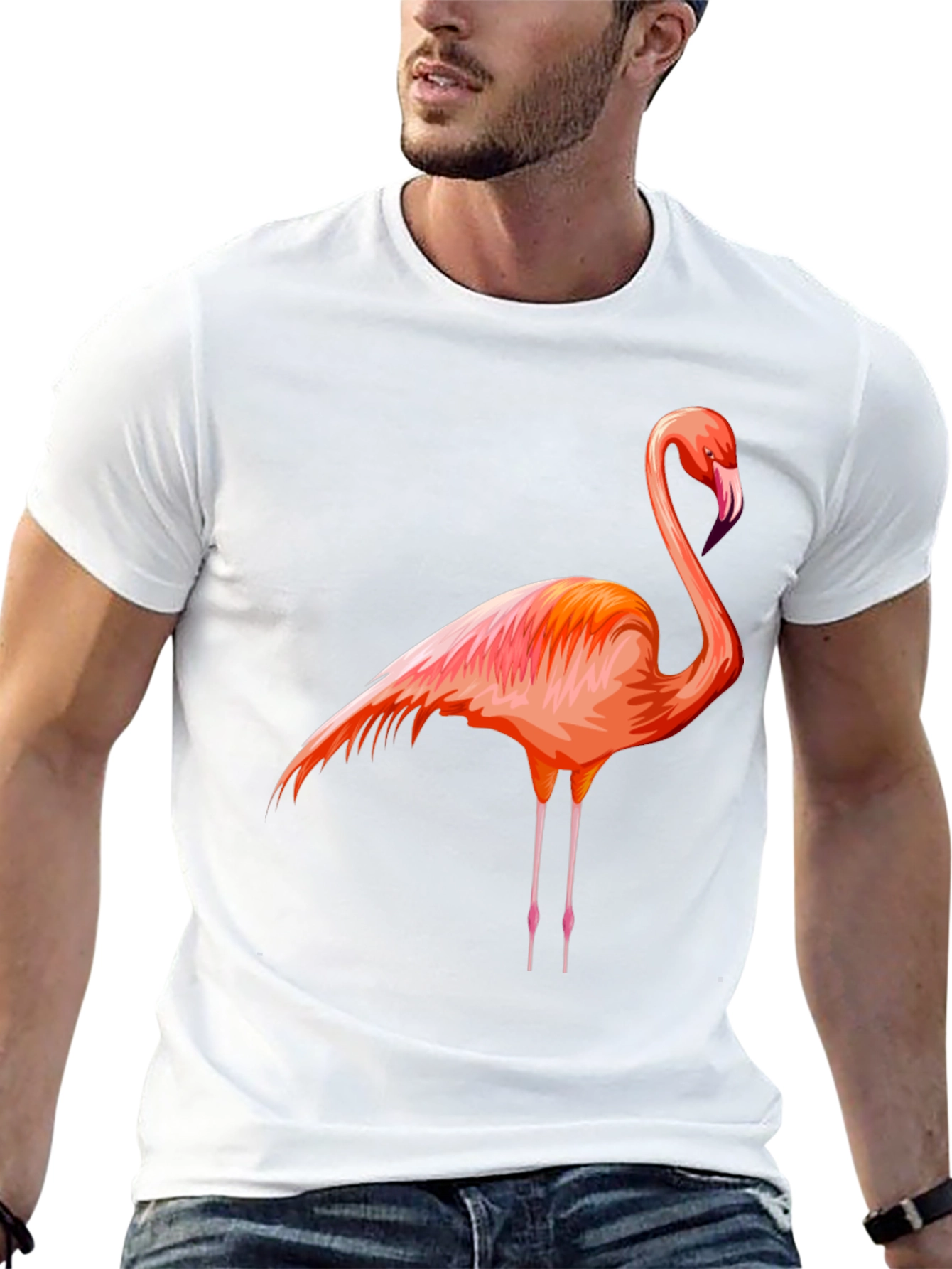 Flamingo Graphic Tee - Black Cotton Comfort