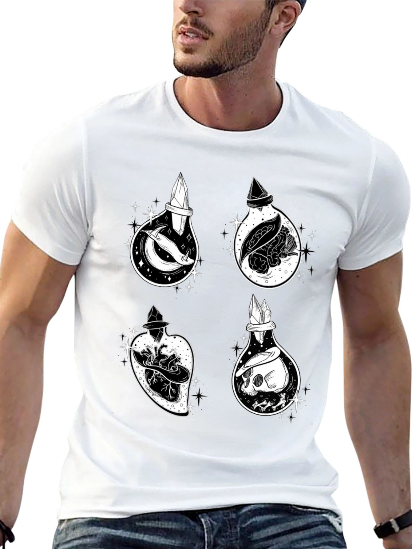 Potion Bottle Graphic T-Shirt - Unique Witchy Design