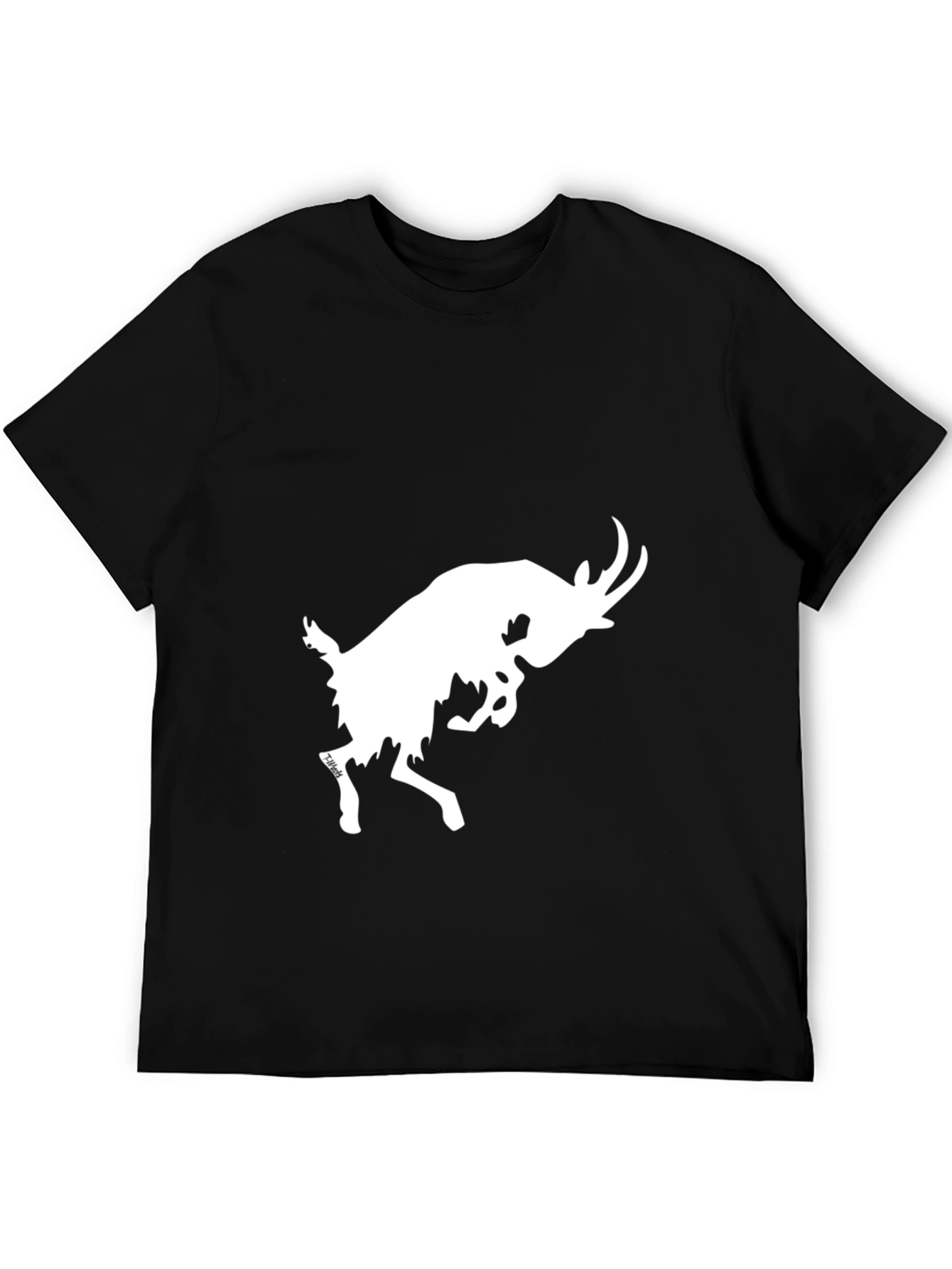 Black T-Shirt with White Goat Graphic