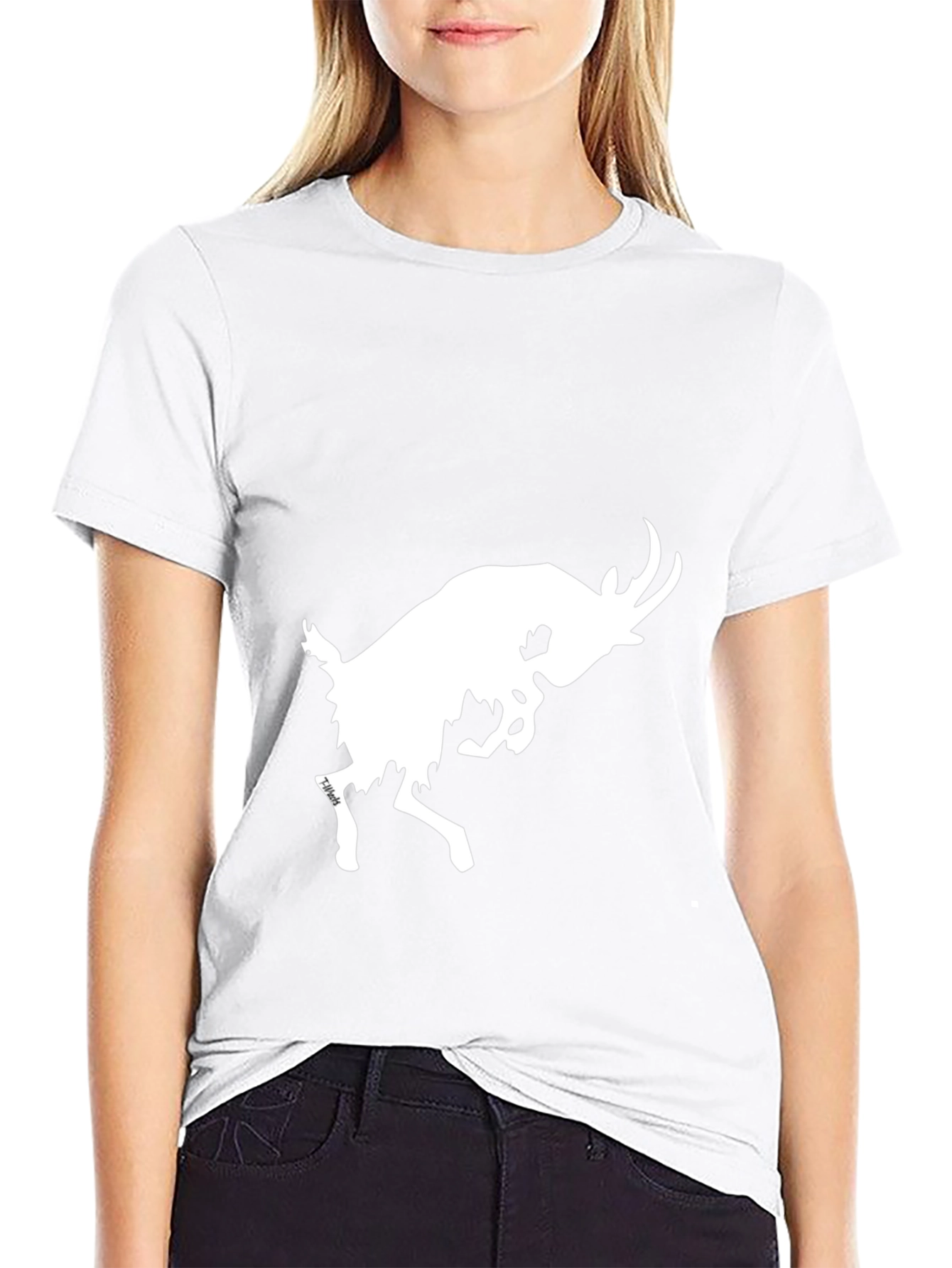 Black T-Shirt with White Goat Graphic
