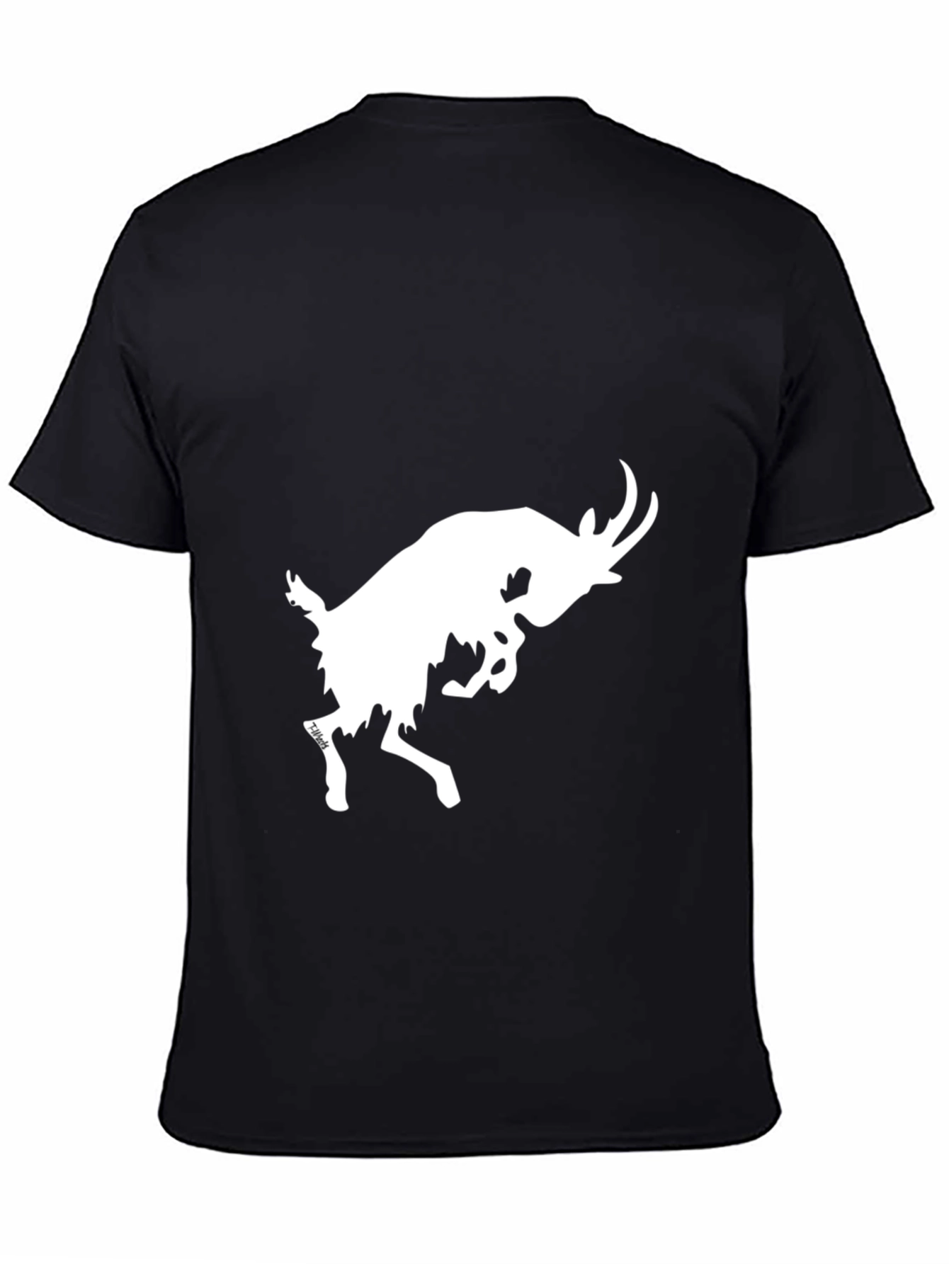 Black T-Shirt with White Goat Graphic