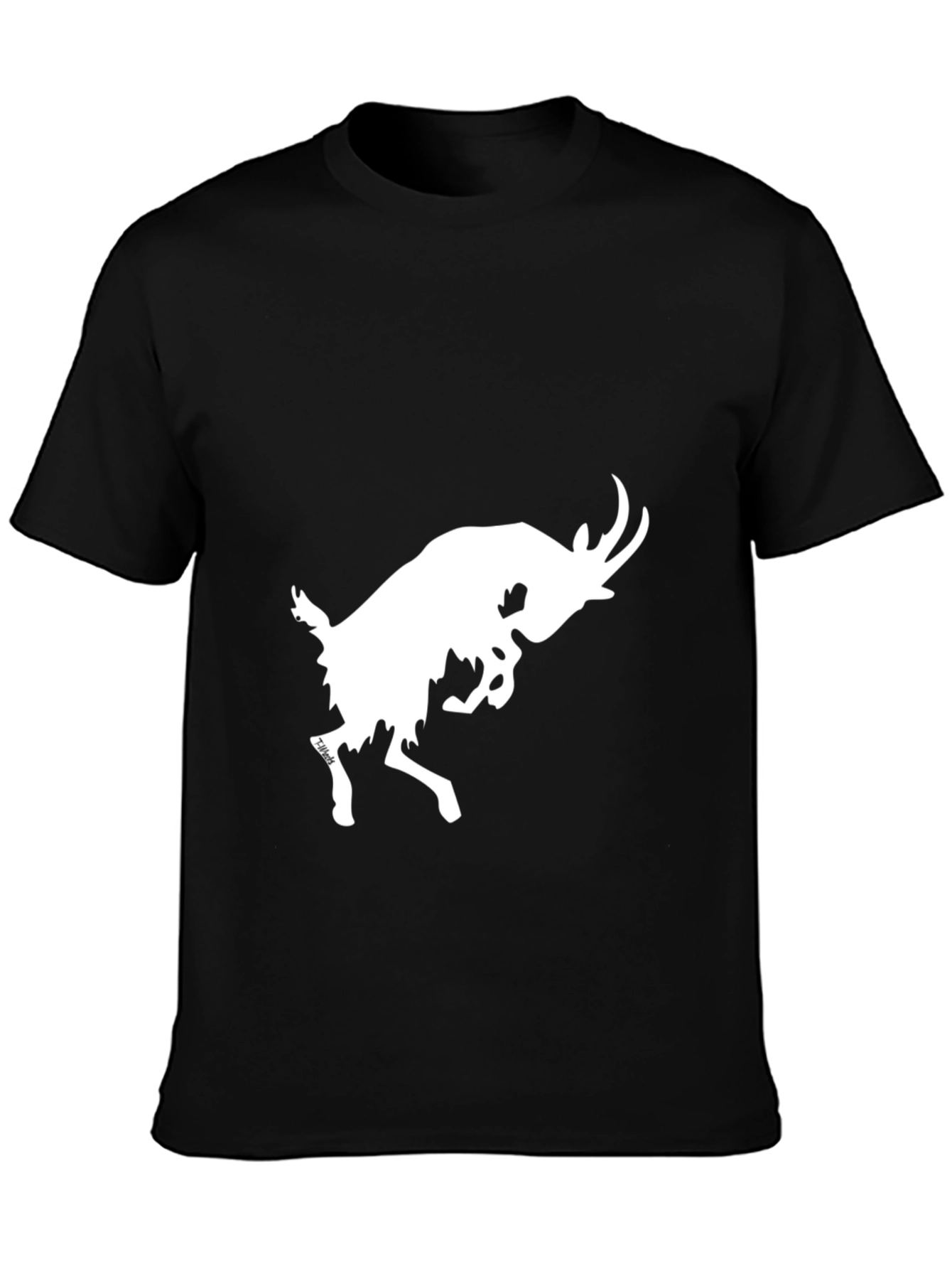 Black T-Shirt with White Goat Graphic