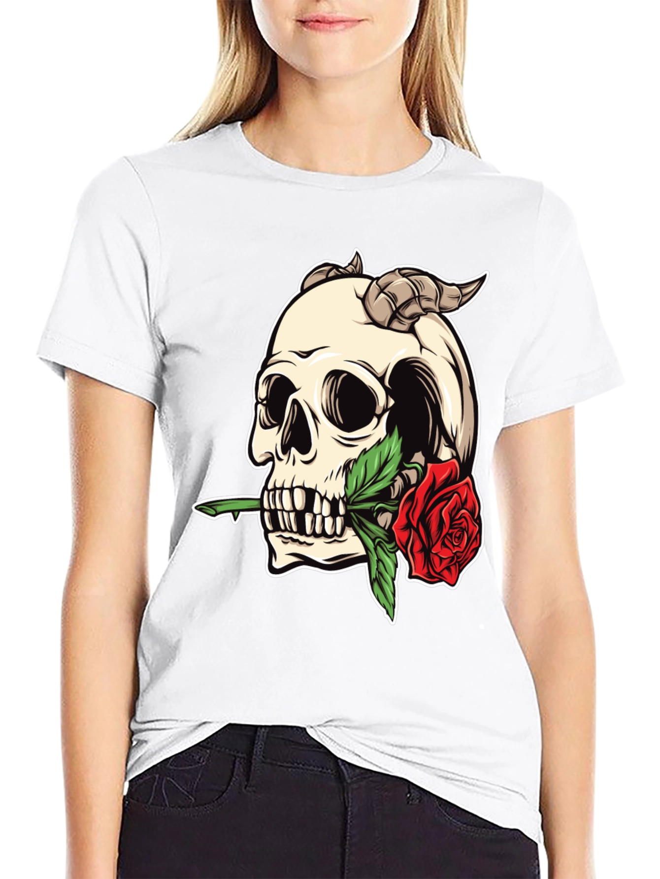 Skull & Rose Graphic Tee - Bold Statement Shirt