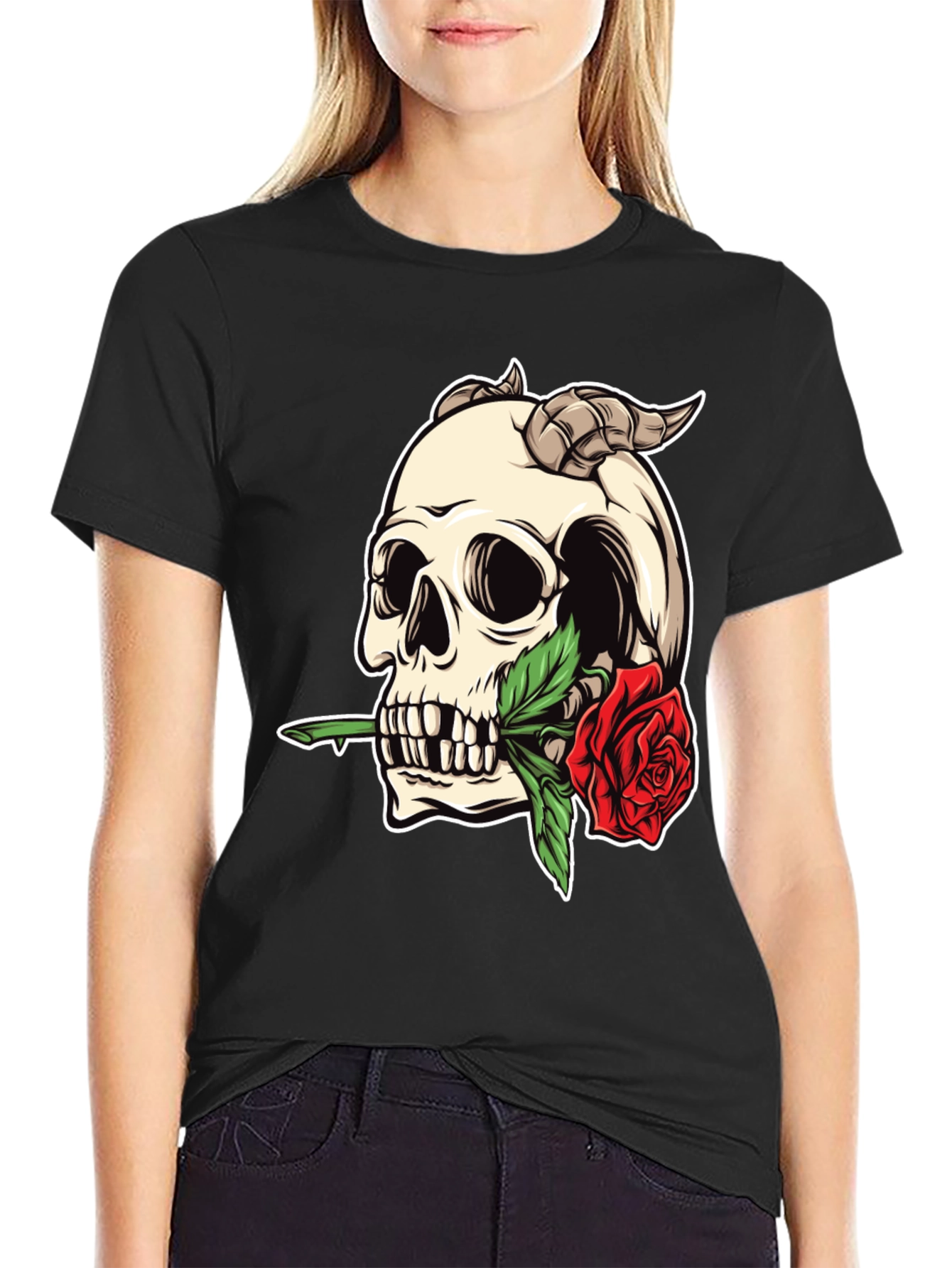 Skull & Rose Graphic Tee - Bold Statement Shirt