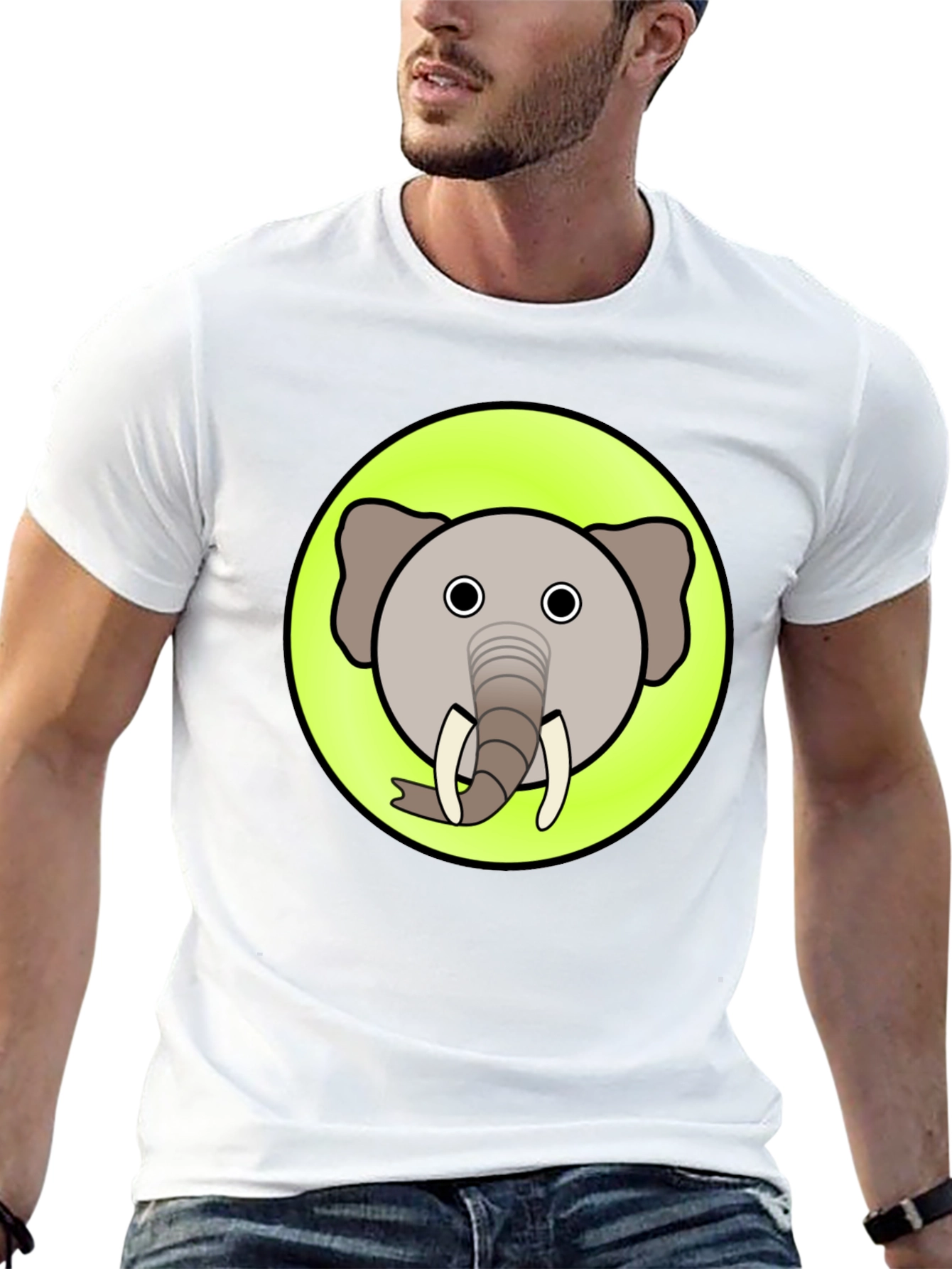 Cartoon Elephant Graphic T-Shirt