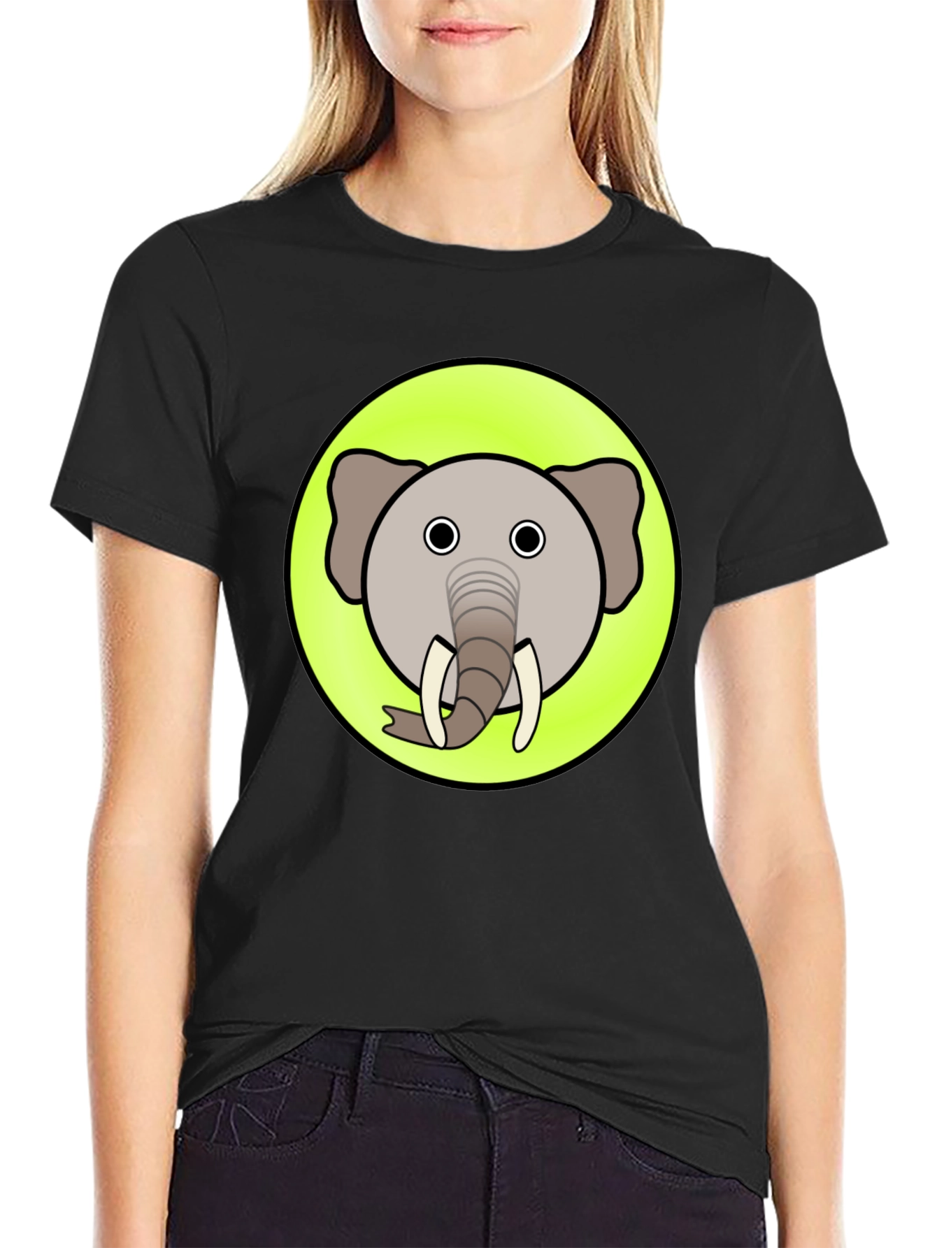 Cartoon Elephant Graphic T-Shirt
