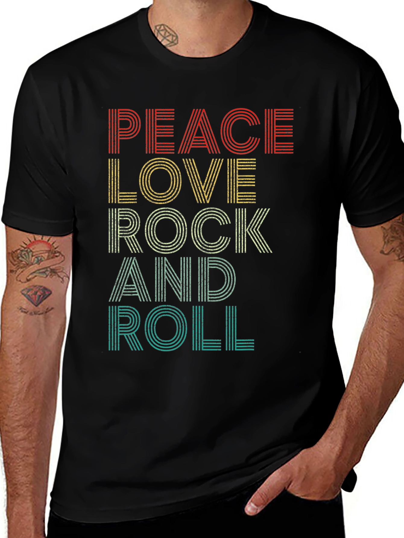 Peace Love Rock and Roll Graphic T-Shirt