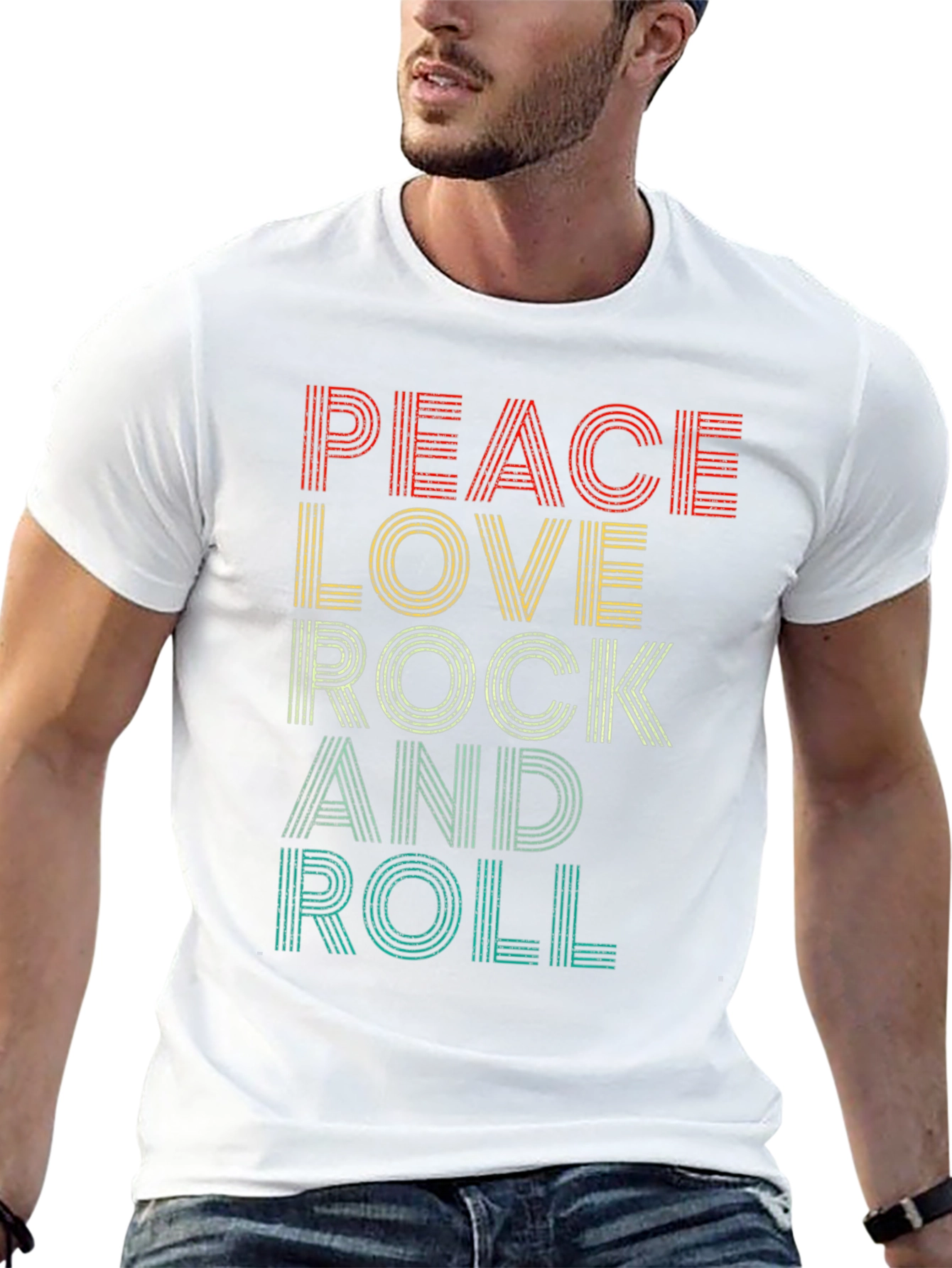 Peace Love Rock and Roll Graphic T-Shirt