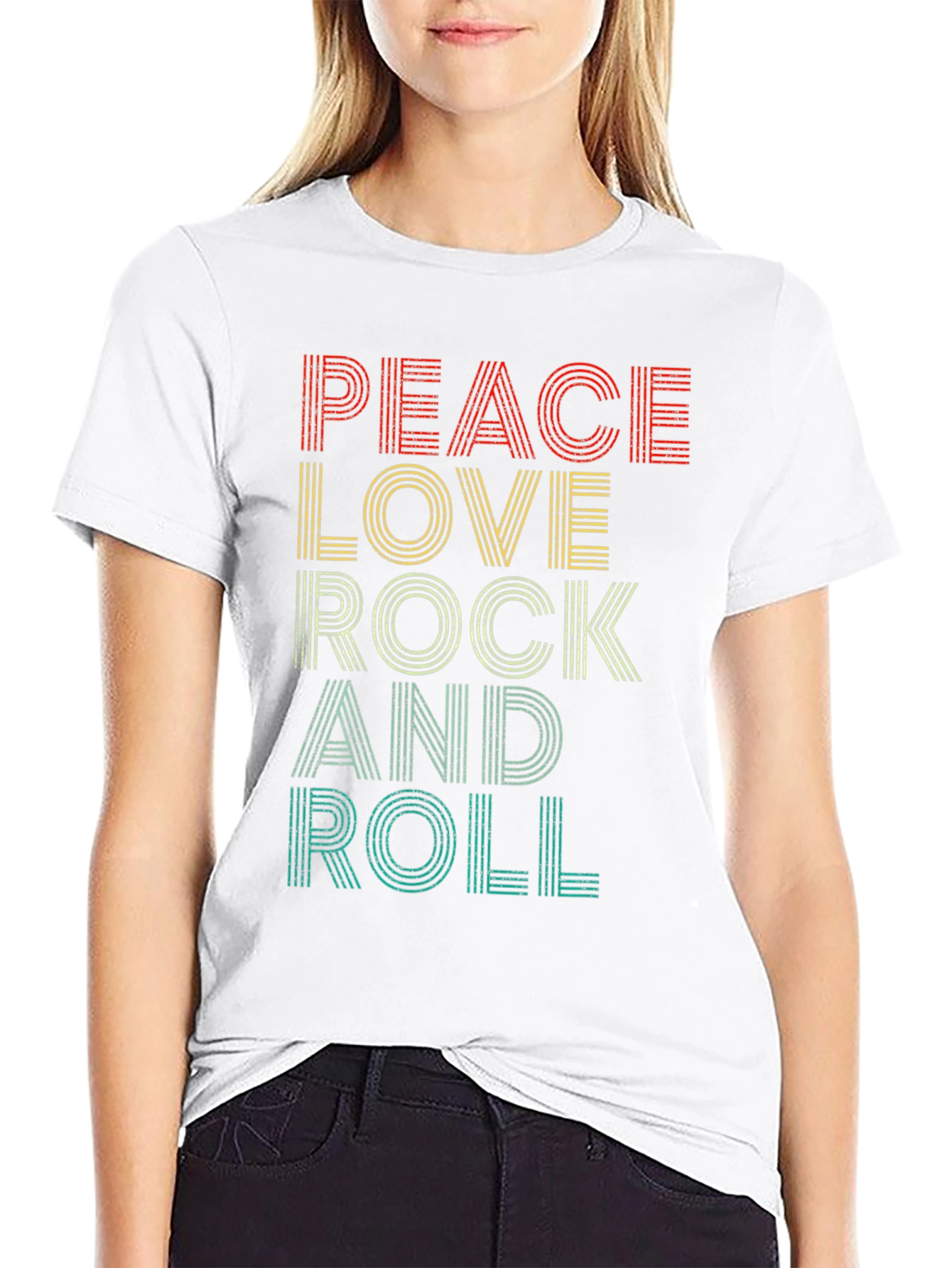 Peace Love Rock and Roll Graphic T-Shirt