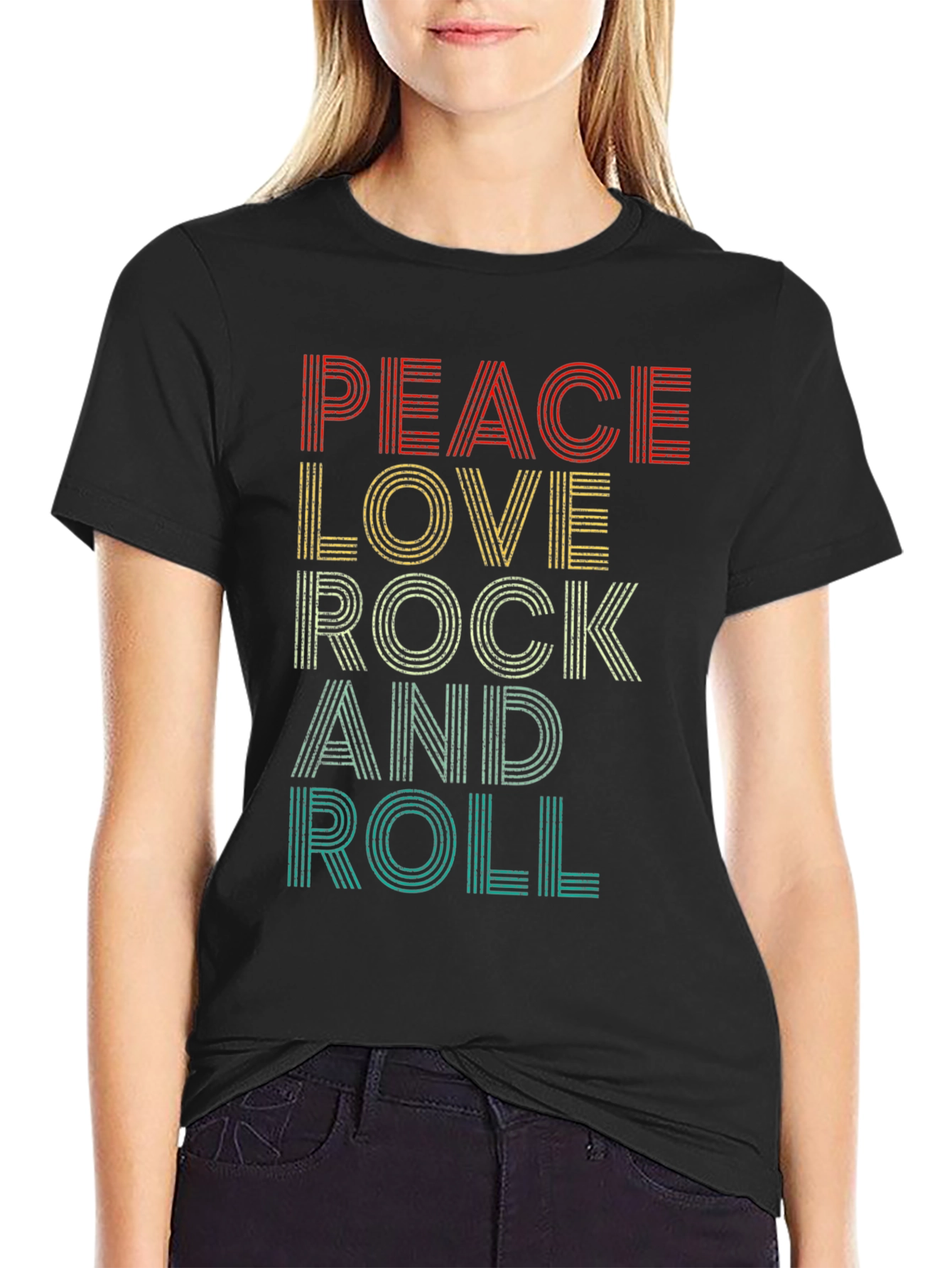 Peace Love Rock and Roll Graphic T-Shirt
