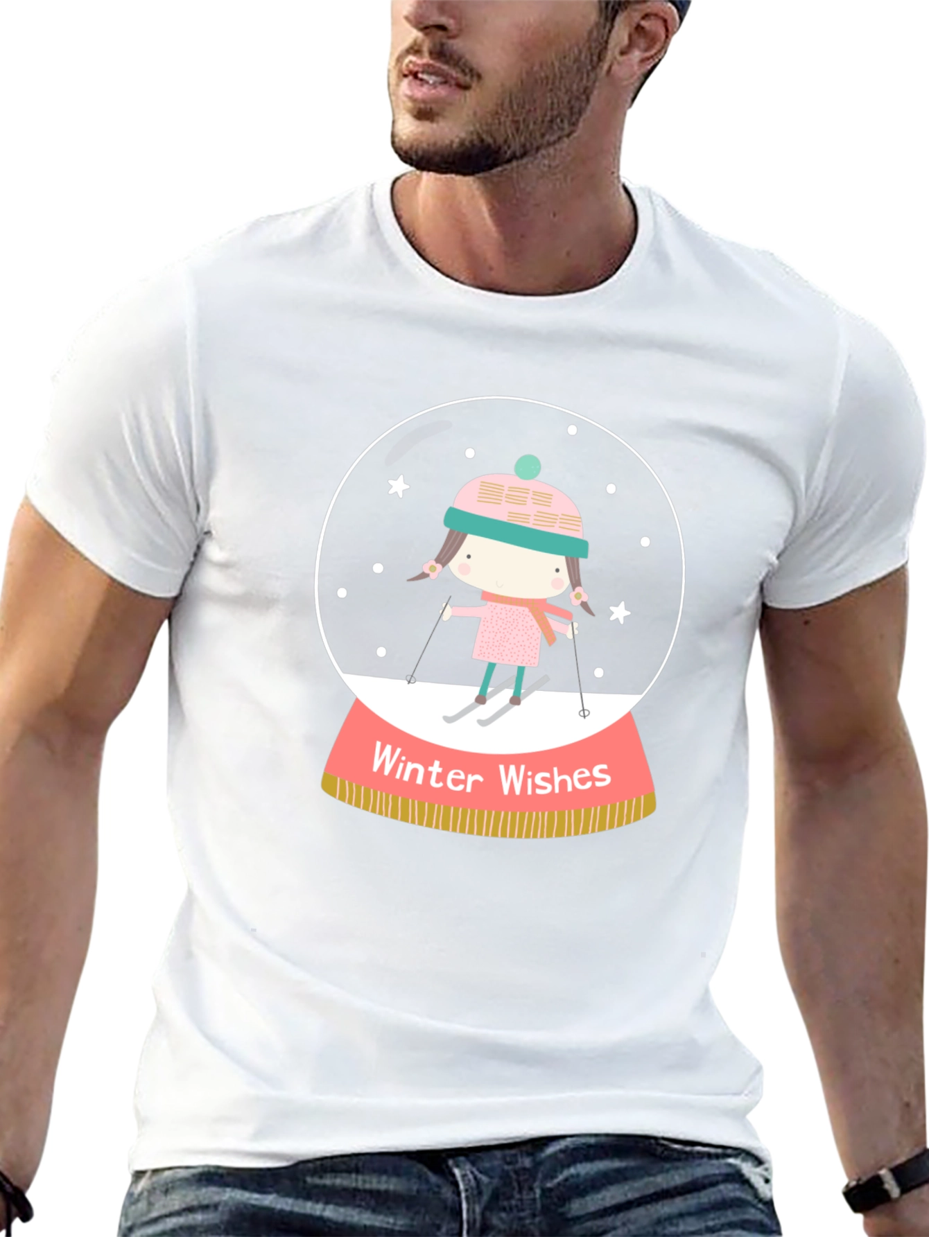 Winter Wishes Graphic Tee - Holiday Snow Globe Shirt