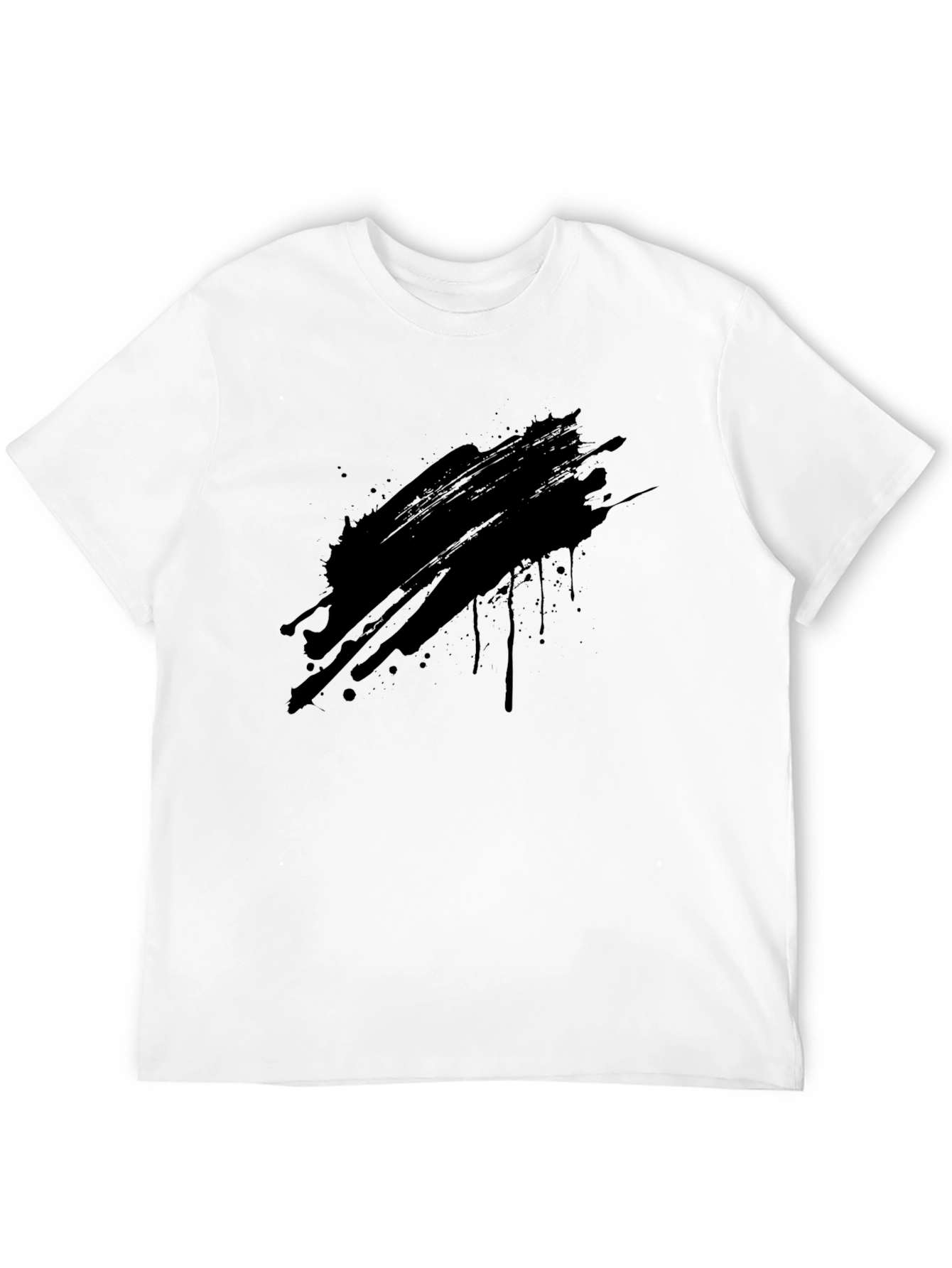 Mens Black Graphic T-Shirt - Abstract Ink Splash Design