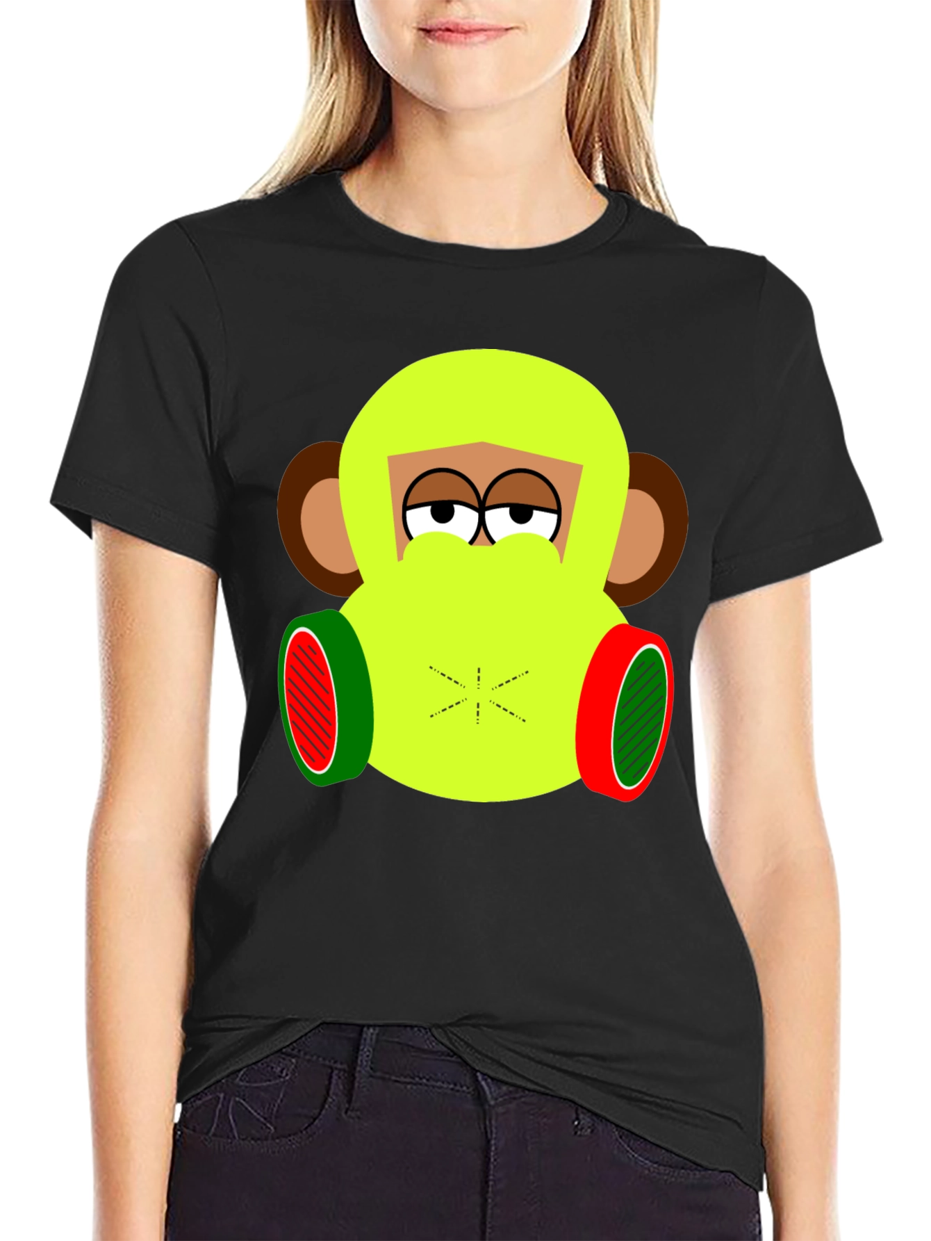 Funky Monkey Graphic Tee - Black Cotton Blend