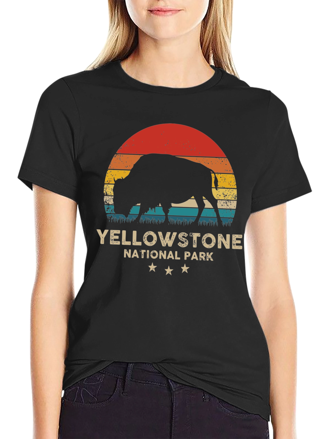 Yellowstone National Park Retro Bison T-Shirt