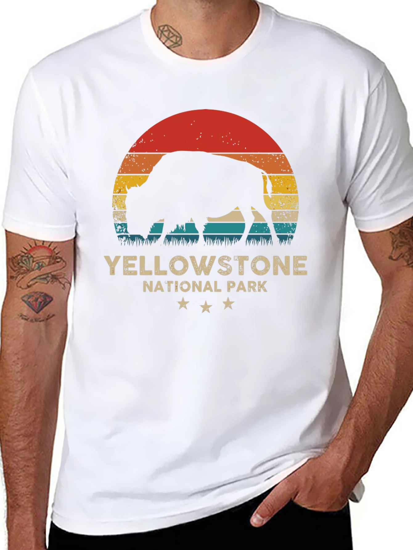 Yellowstone National Park Retro Bison T-Shirt