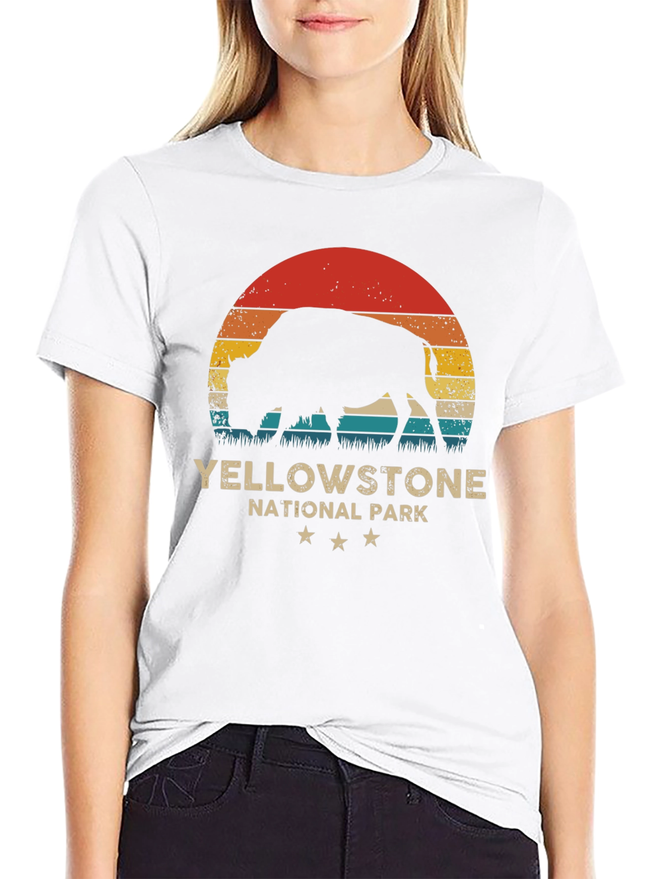 Yellowstone National Park Retro Bison T-Shirt