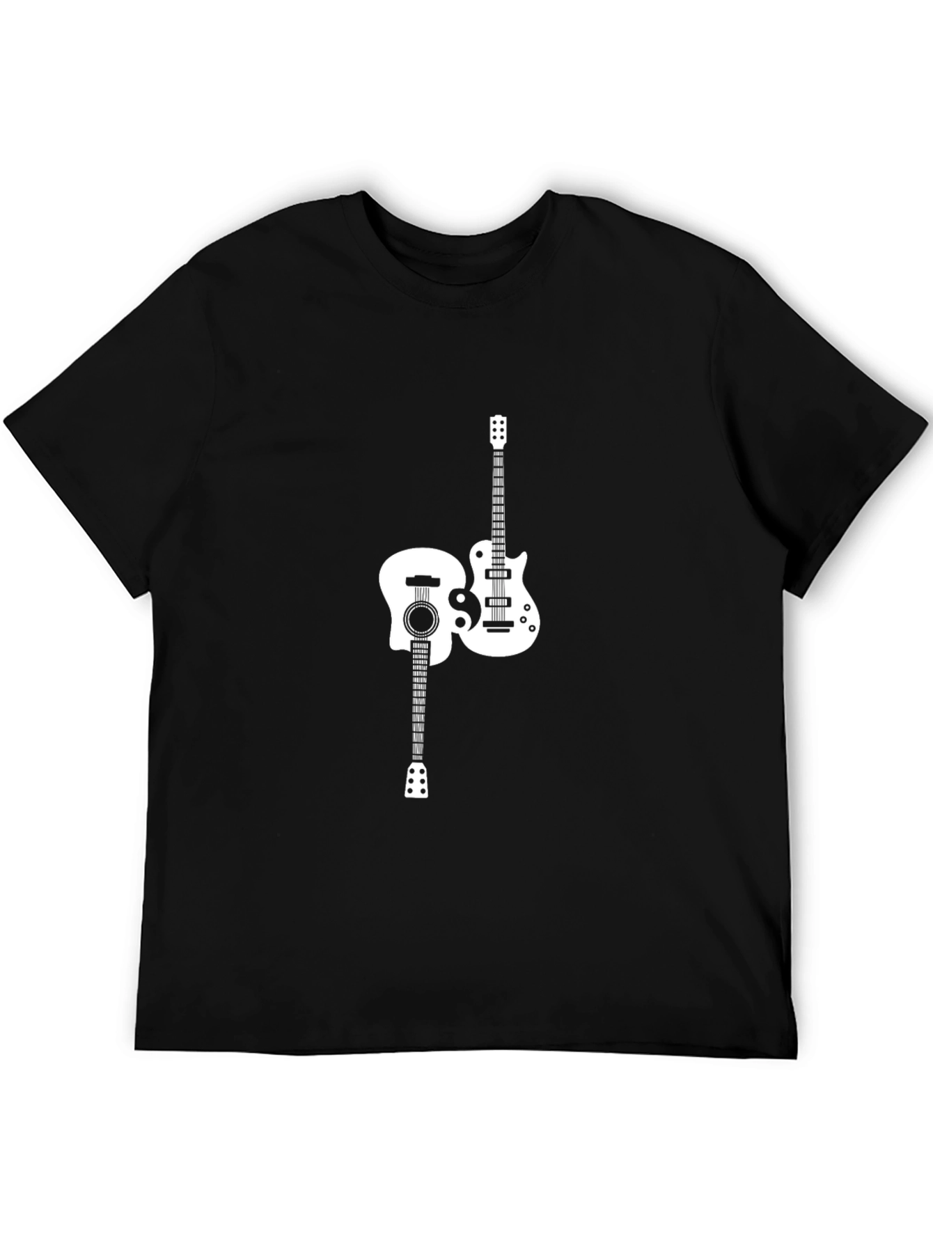Yin Yang Guitar Graphic Tee - Black Cotton T-Shirt
