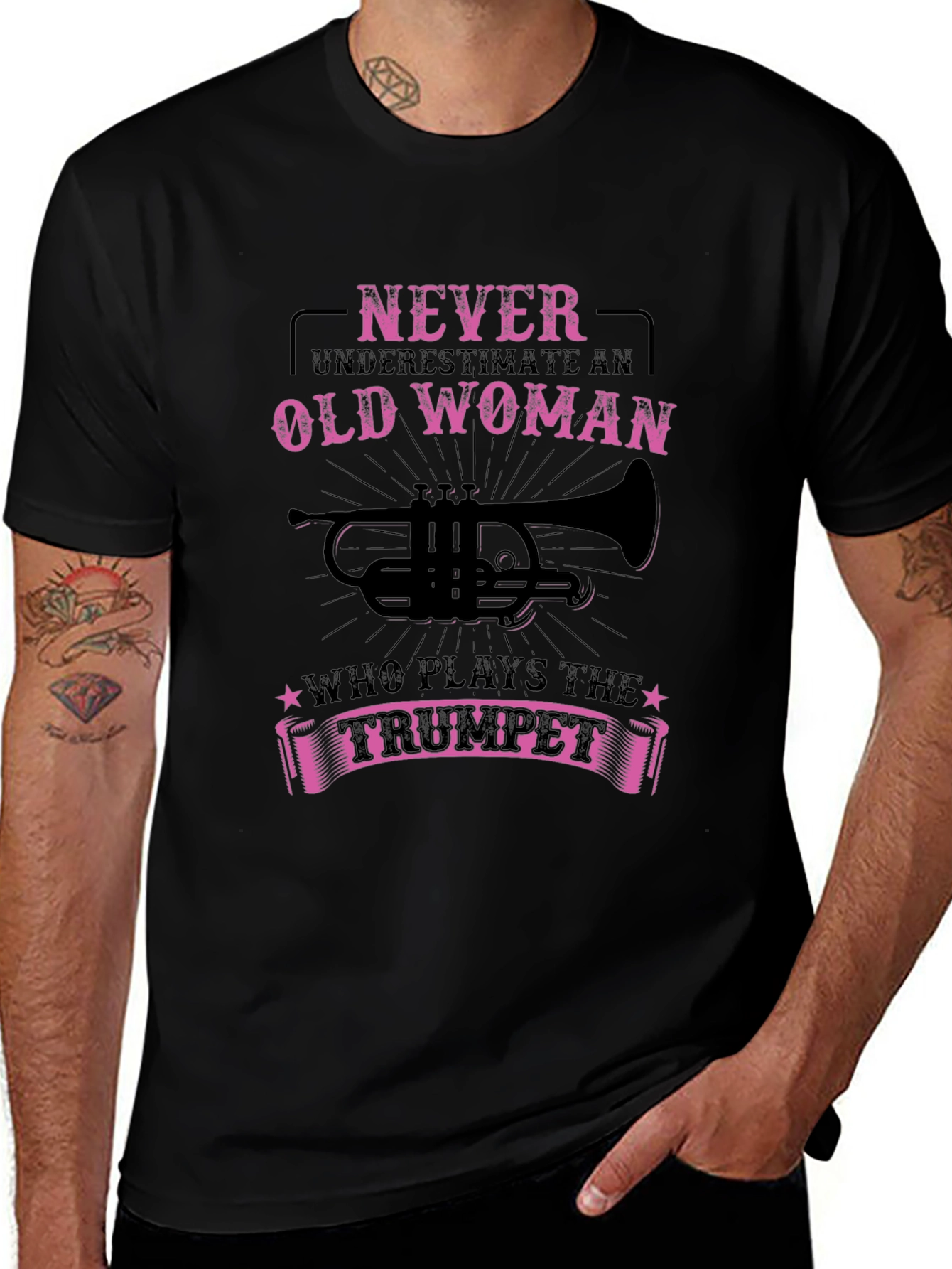 Never Underestimate Old Woman Trumpet T-Shirt