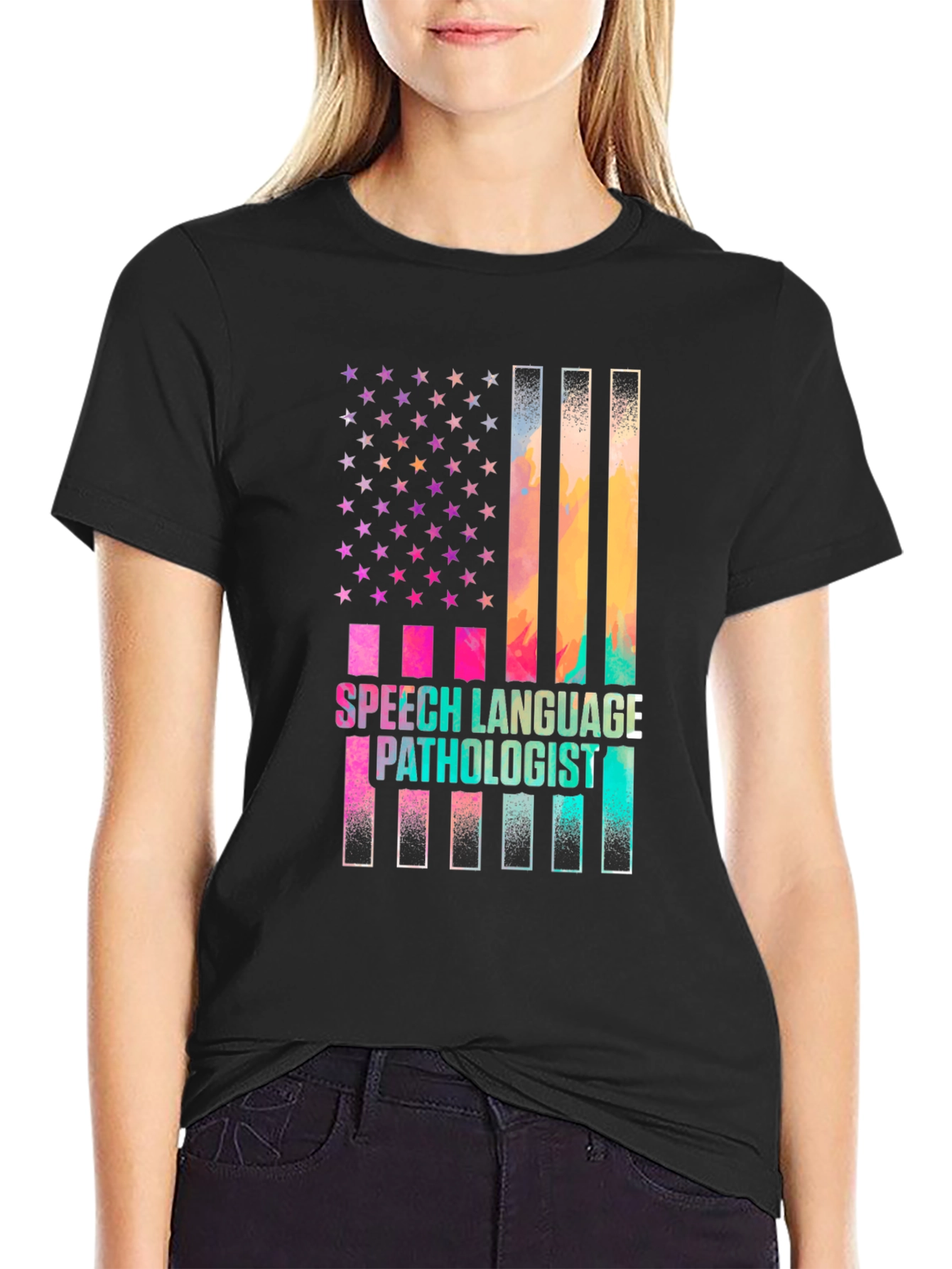 Speech Language Pathologist American Flag T-Shirt