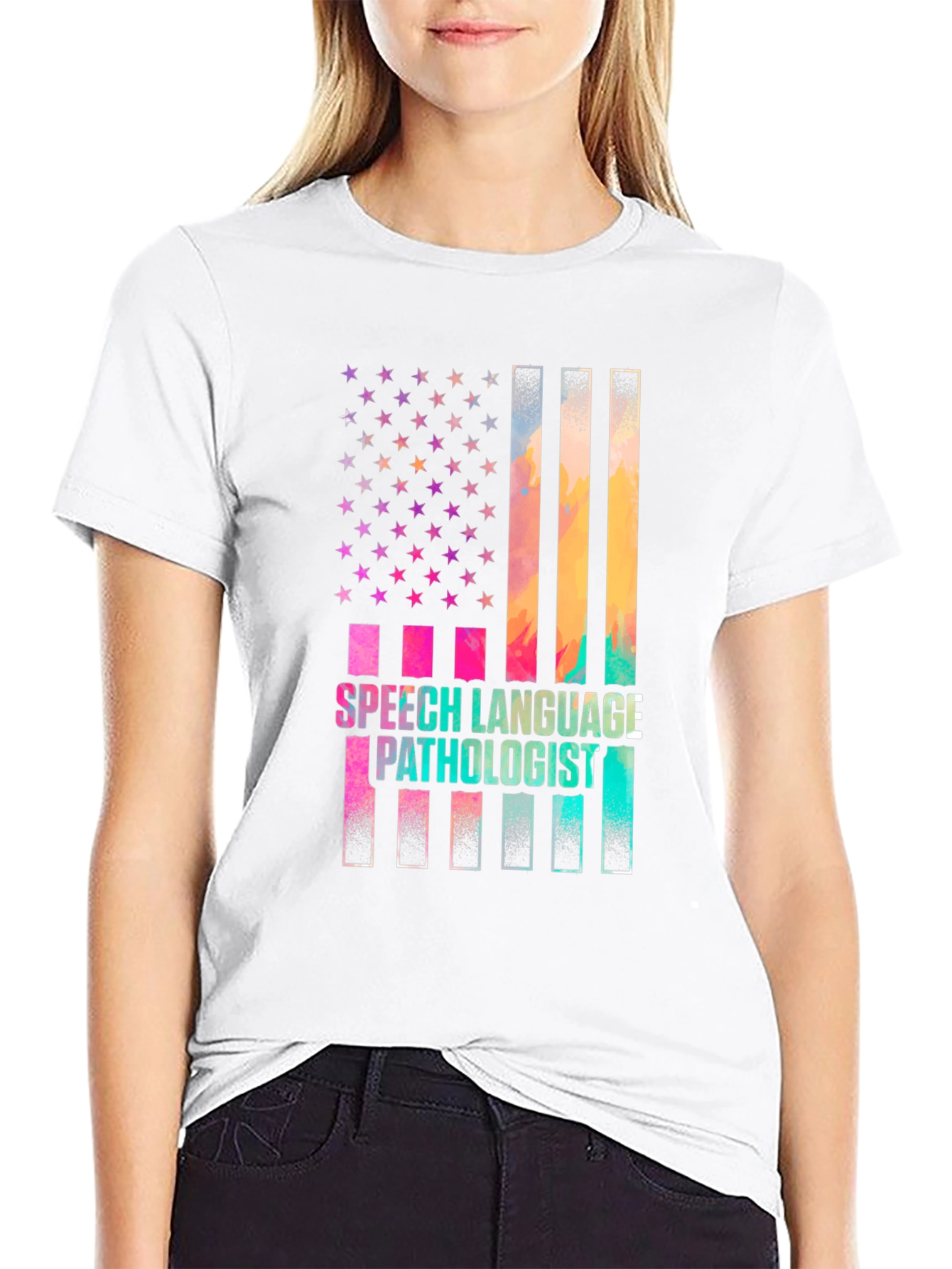 Speech Language Pathologist American Flag T-Shirt