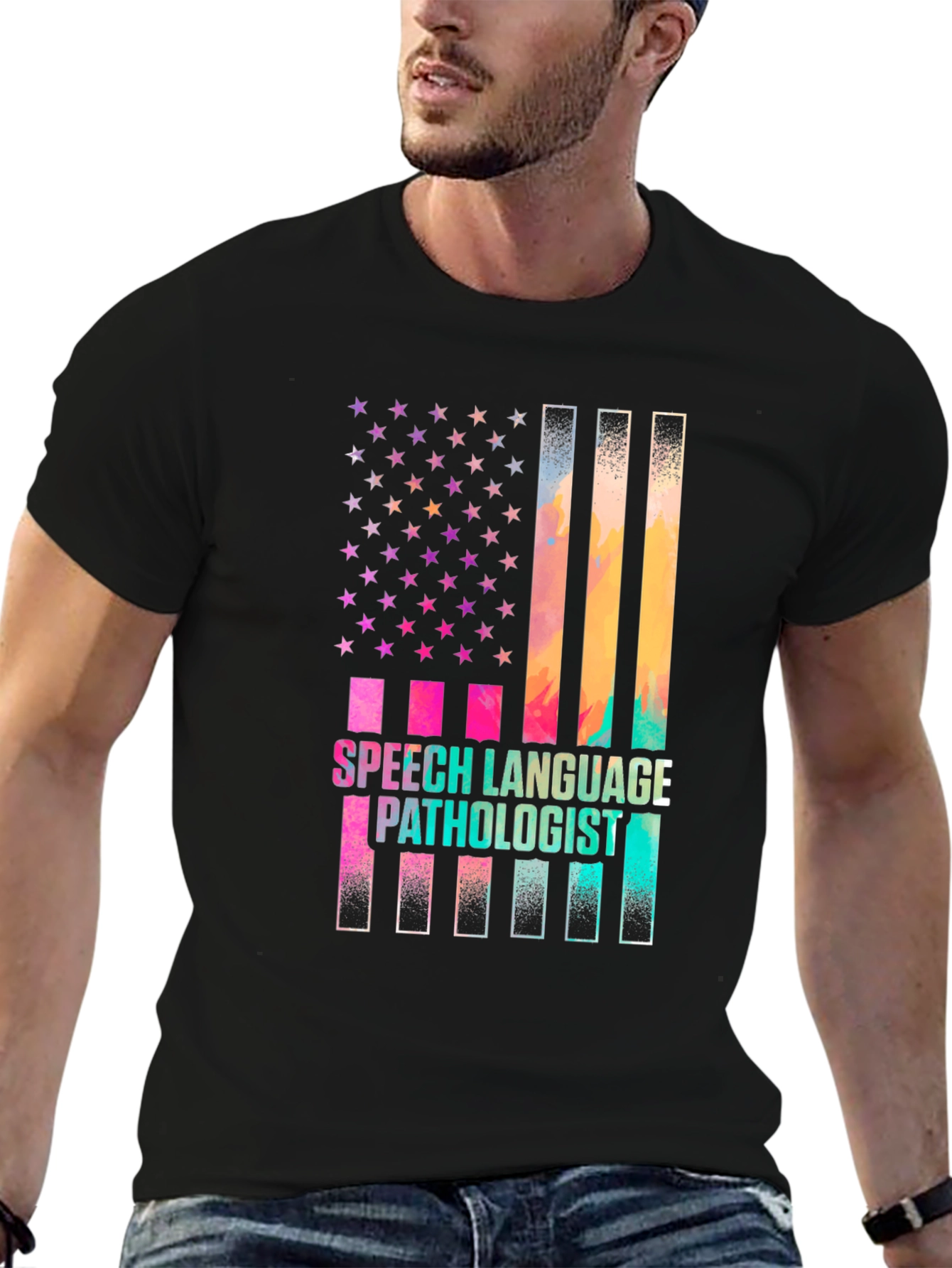 Speech Language Pathologist American Flag T-Shirt