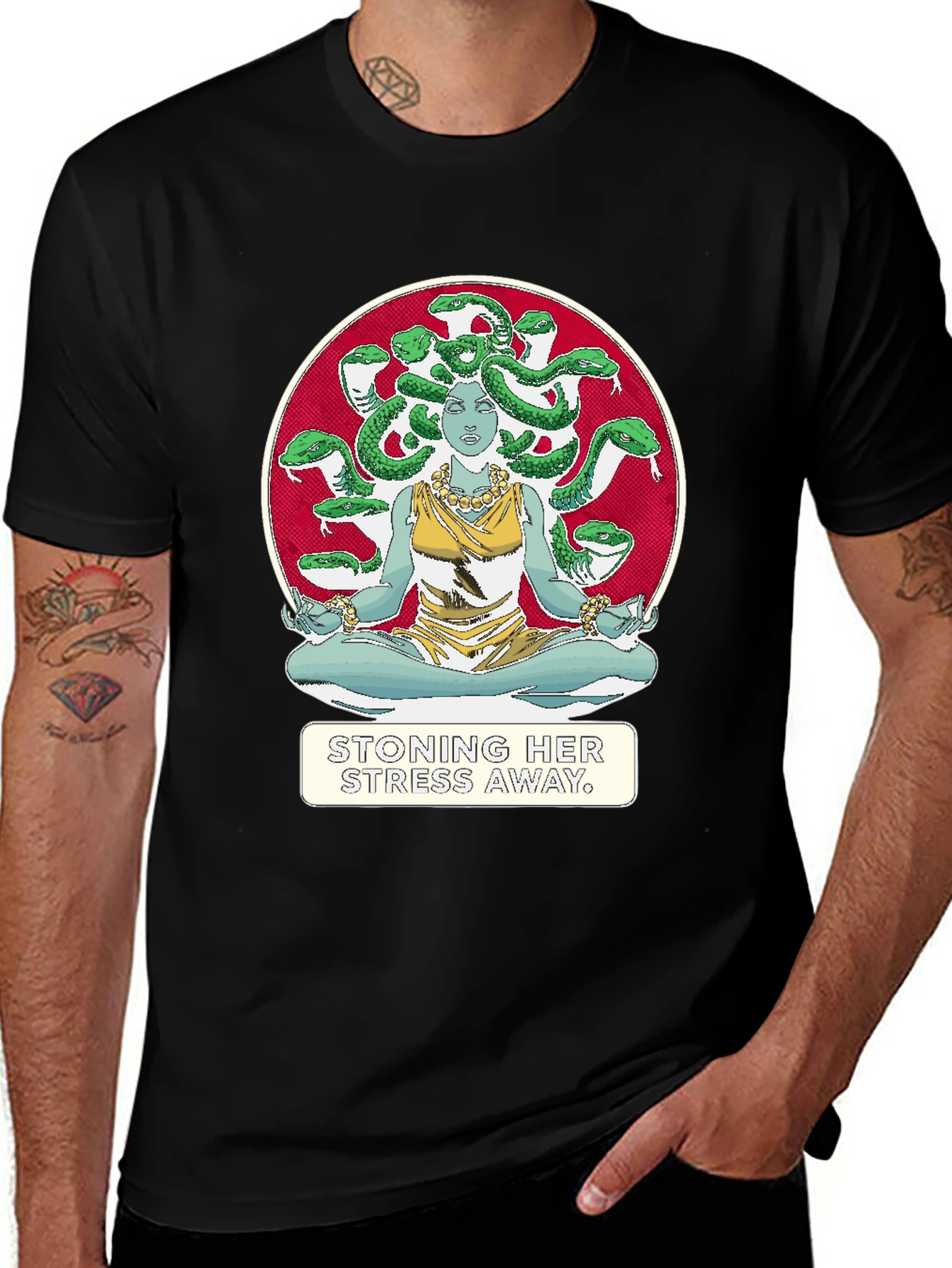 Medusa Stoning Her Stress Away Graphic T-Shirt