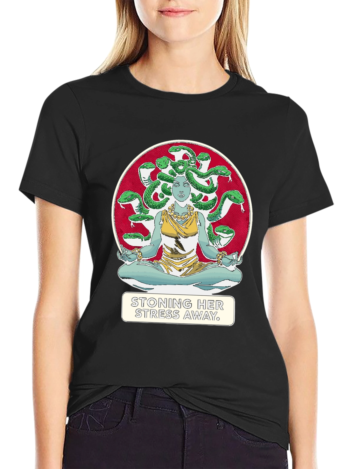 Medusa Stoning Her Stress Away Graphic T-Shirt